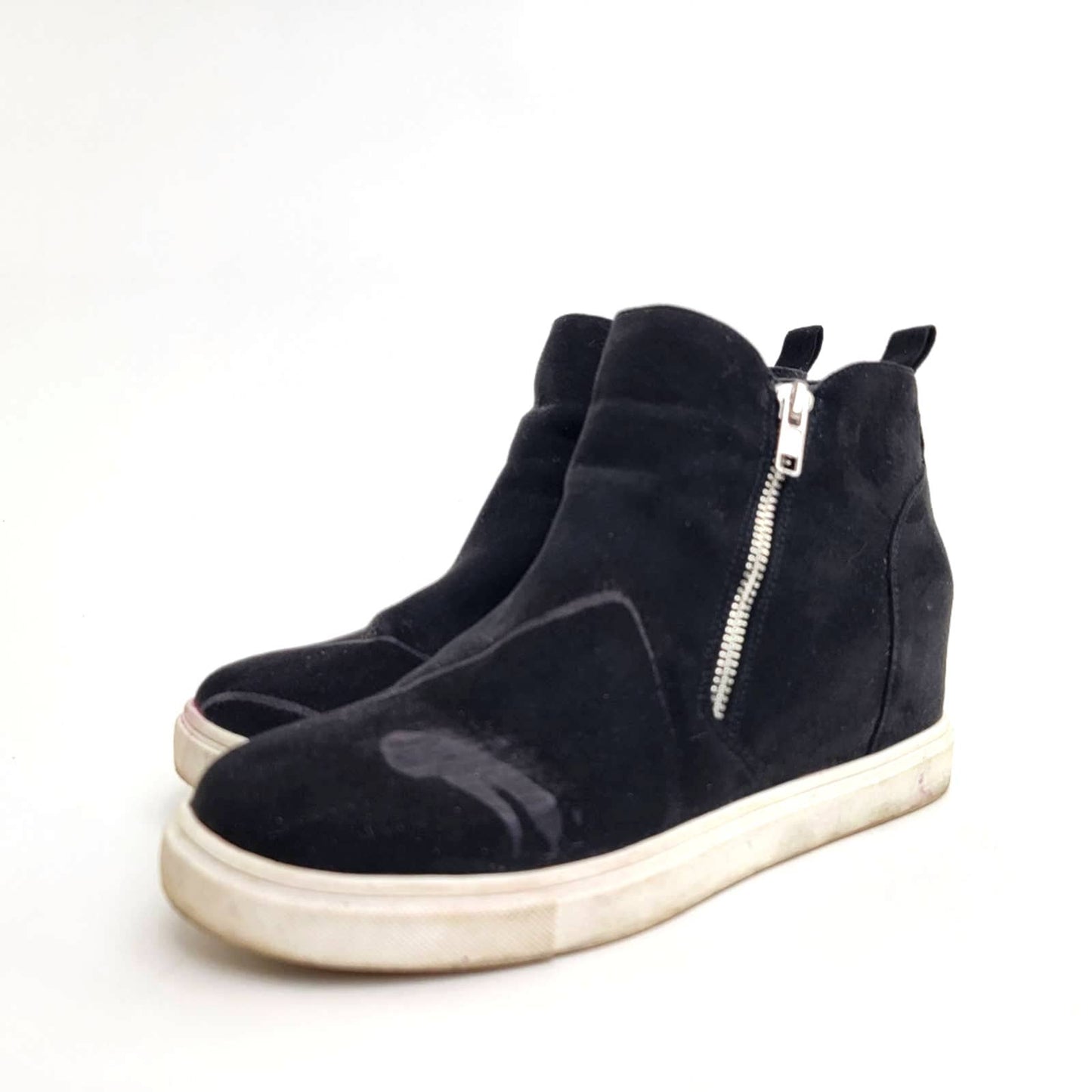 Madden Girl Piper Black Hidden Wedge Sneaker Booties - 8