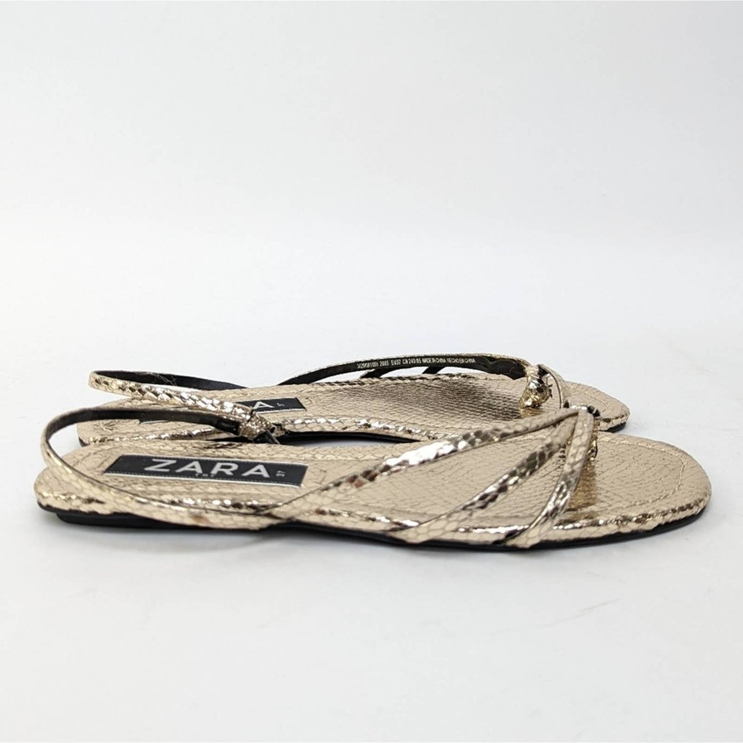 Zara Shimmery Gold Flip Flop Sandals - 6.5