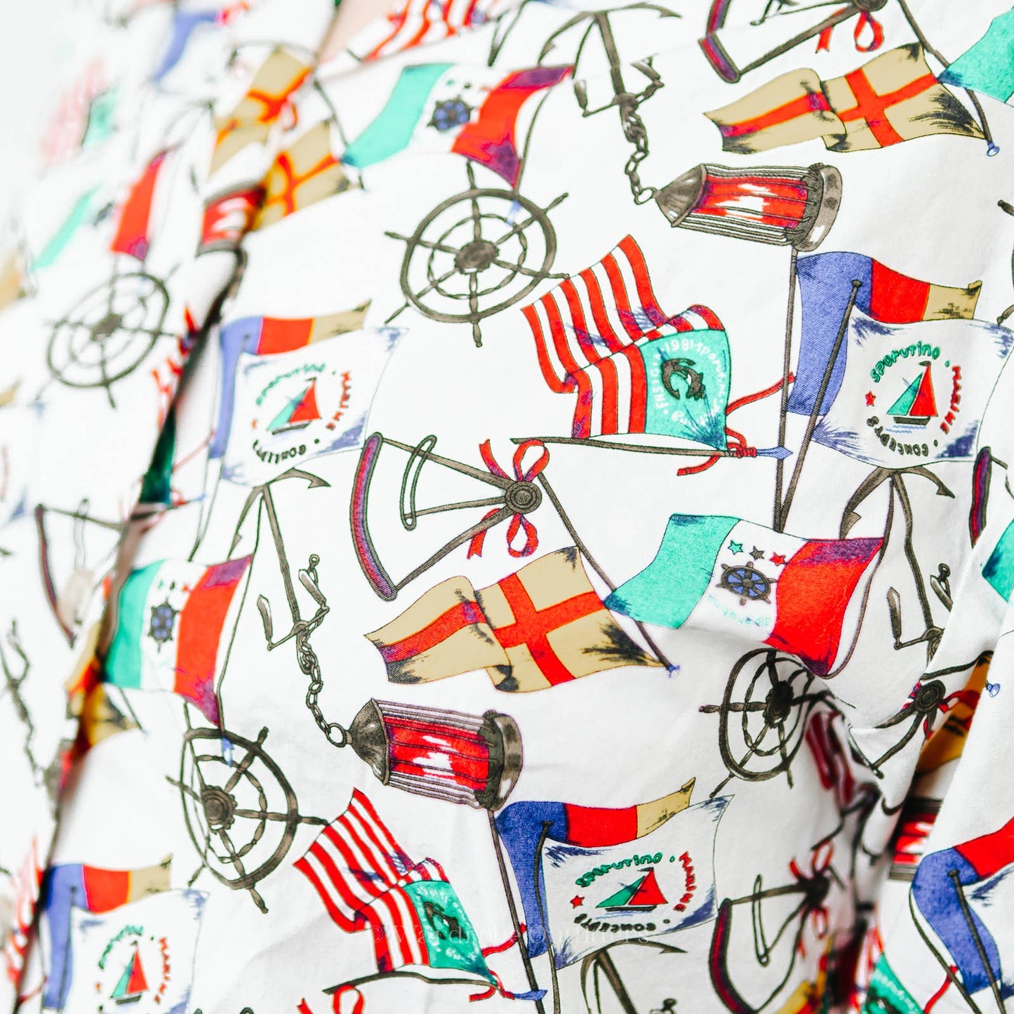 Vintage 90s Jos. A. Bank Sportswear Nautical Flag Button Up Shirt