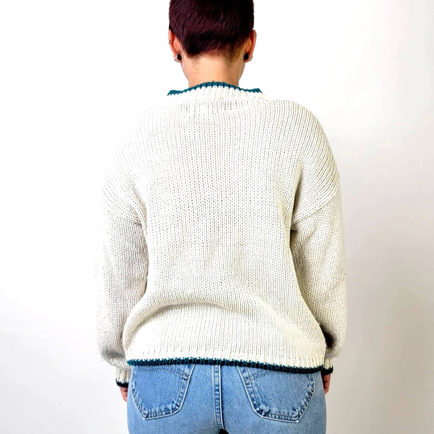 Vintage 1993 Crew Neck Chunky Knit Oversized Sweater - L