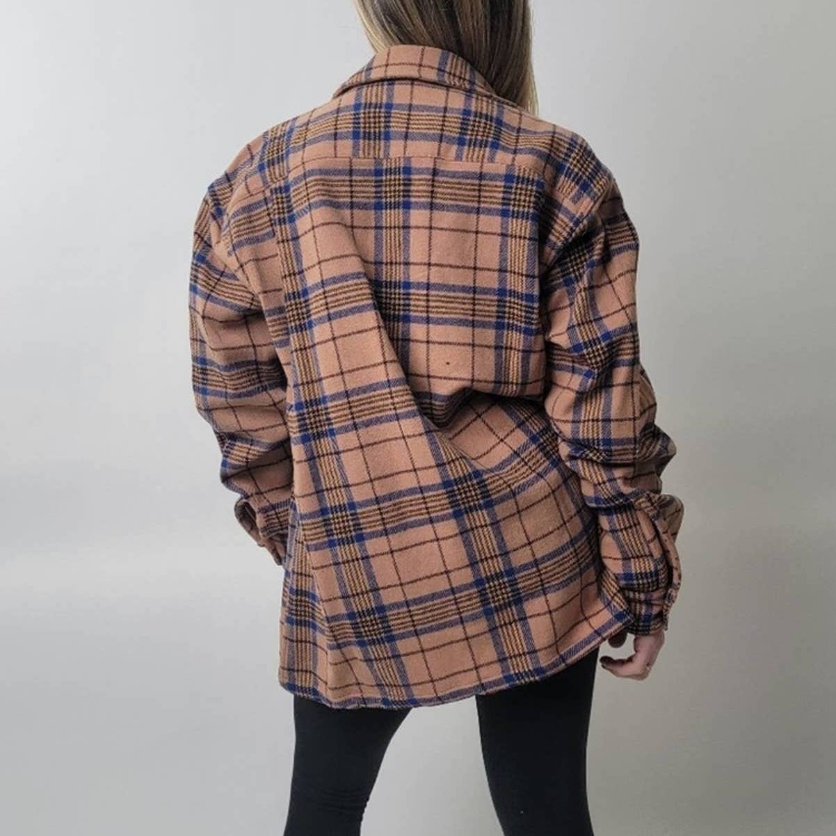 Vintage 70s Mod Wool Scottich Plaid Flannel Long Sleeve Button Down Shirt