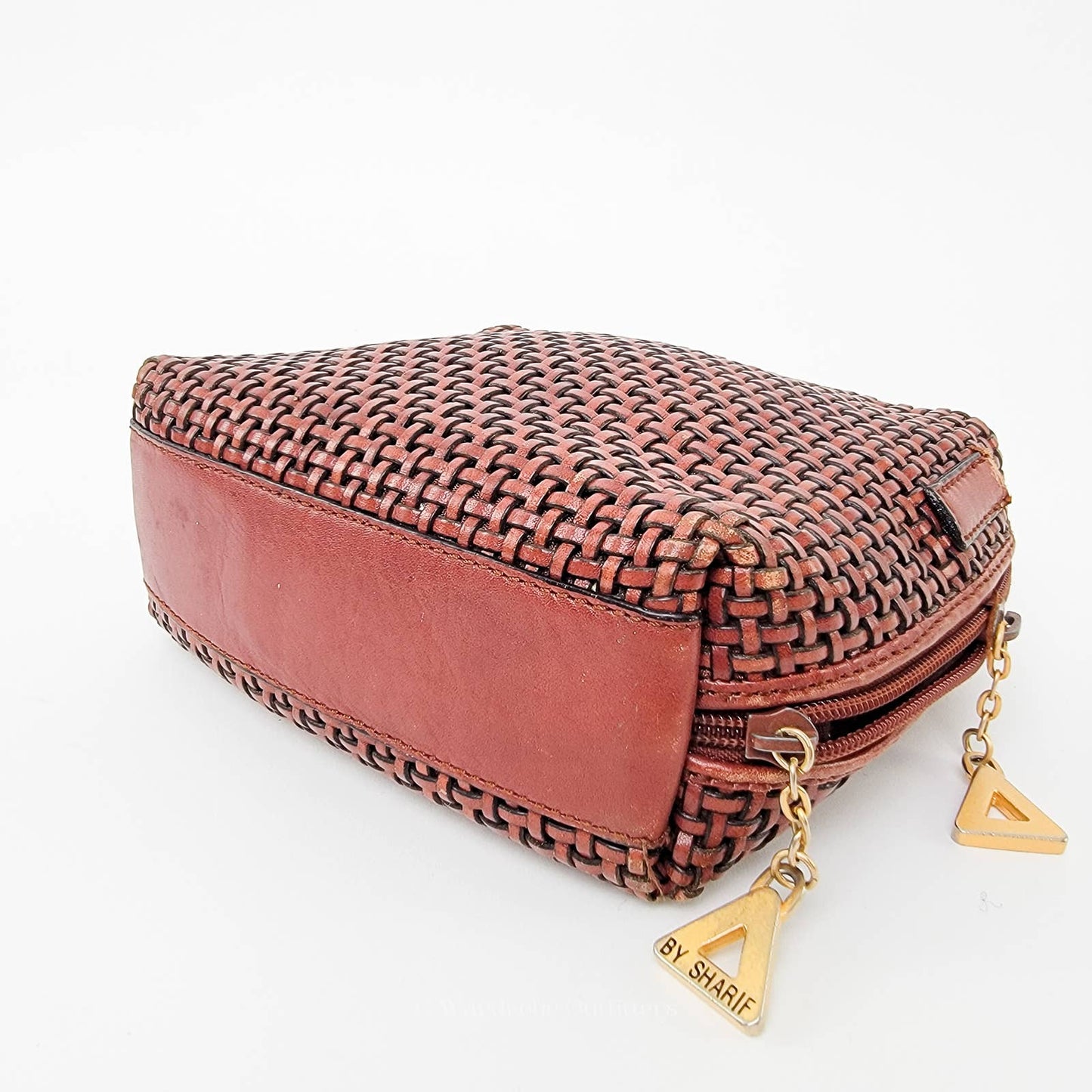 Americana By Sharif Women's Brown Clutch Makeup Bag Woven Purse