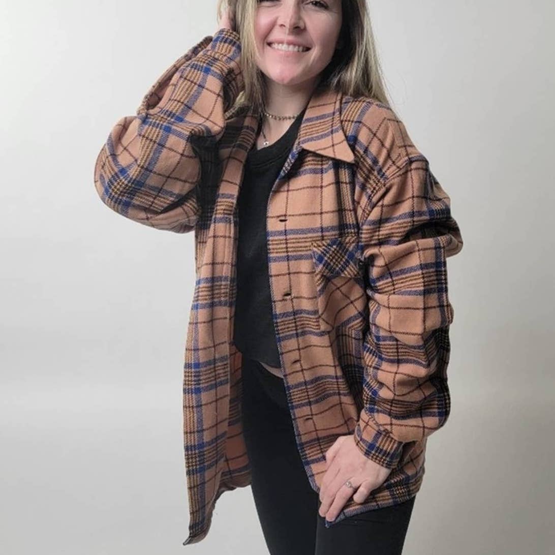 Vintage 70s Mod Wool Scottich Plaid Flannel Long Sleeve Button Down Shirt