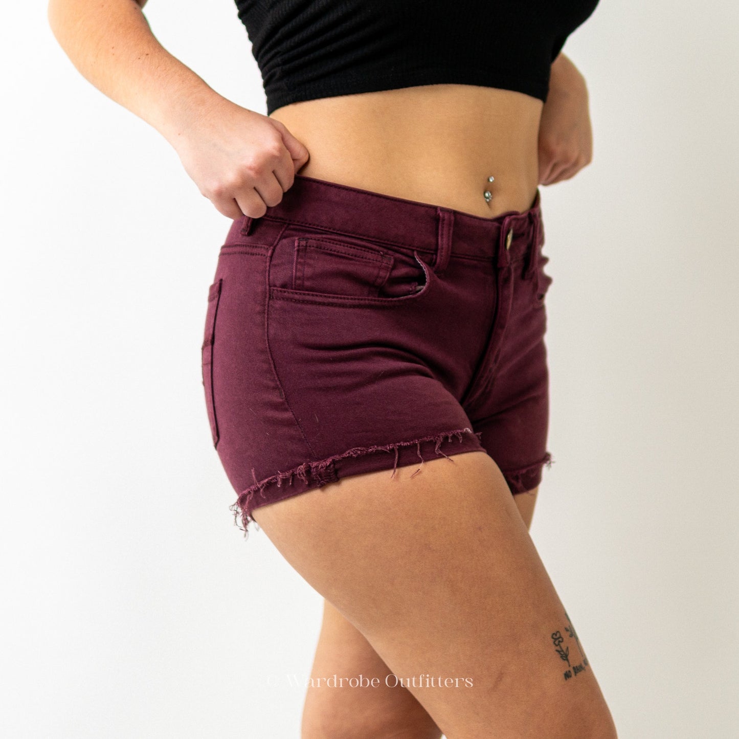 AEO Plum Denim Super Stretch High Rise Shortie Shorts