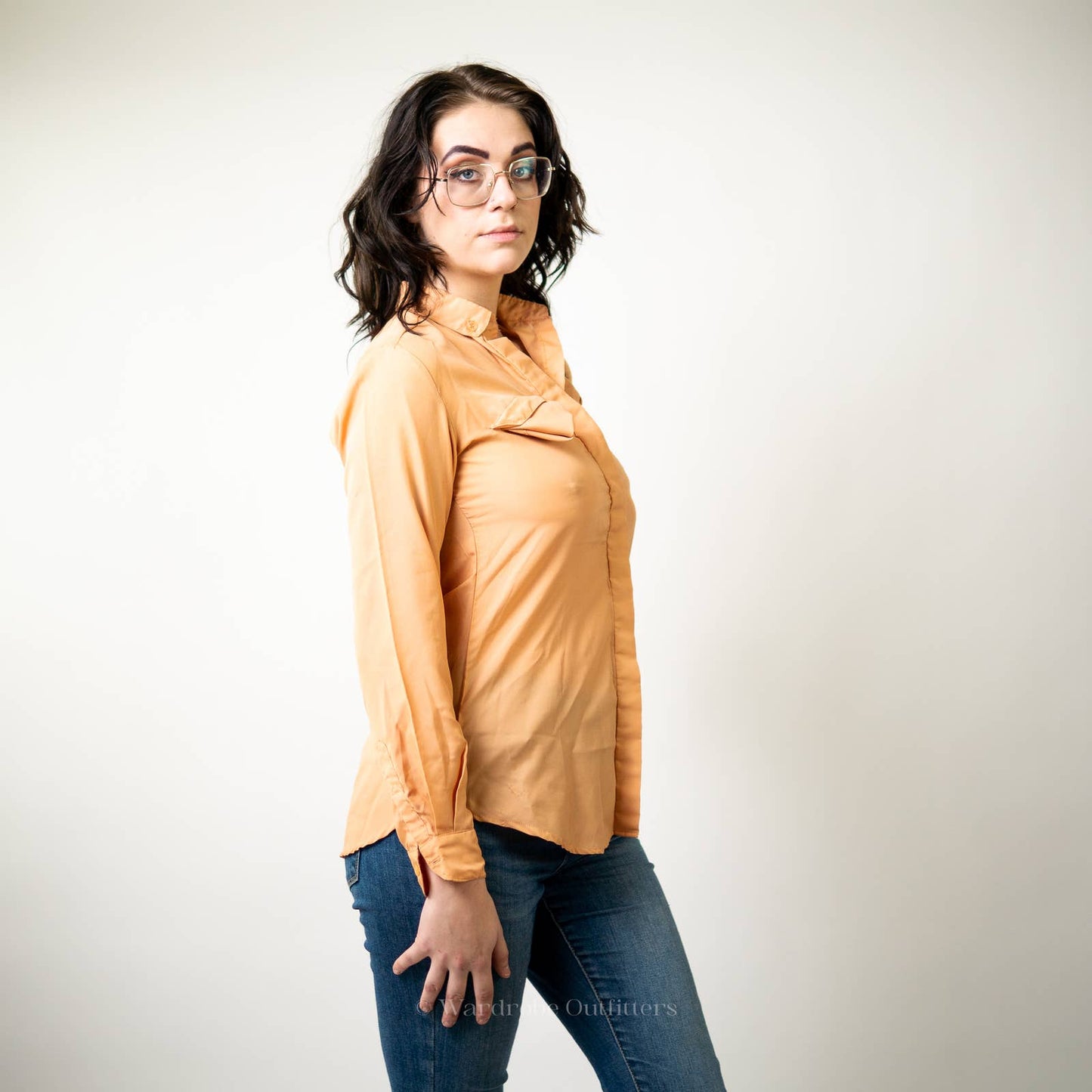 Vintage Sherbet Orange Western Cut Button Up Blouse
