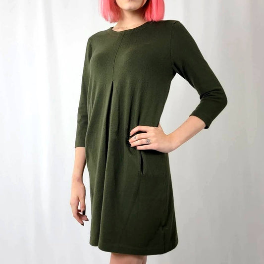 Tyler Boe Cashmere Olive Green Sweater Dress - S