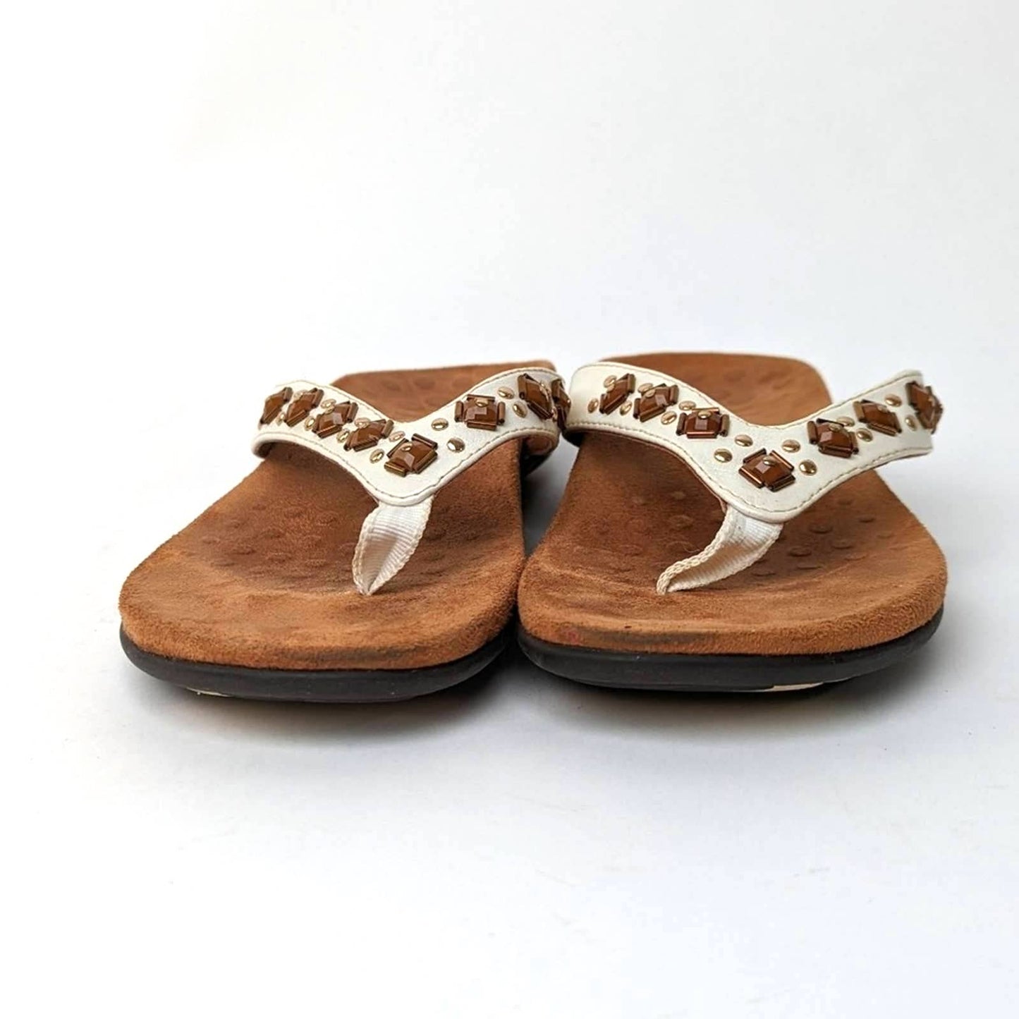 Vionic Floriana Geometric Stone Beaded Flip Flop Sandals - 6