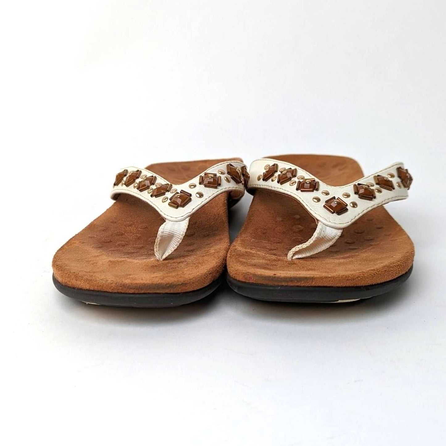 Vionic Floriana Geometric Stone Beaded Flip Flop Sandals - 6