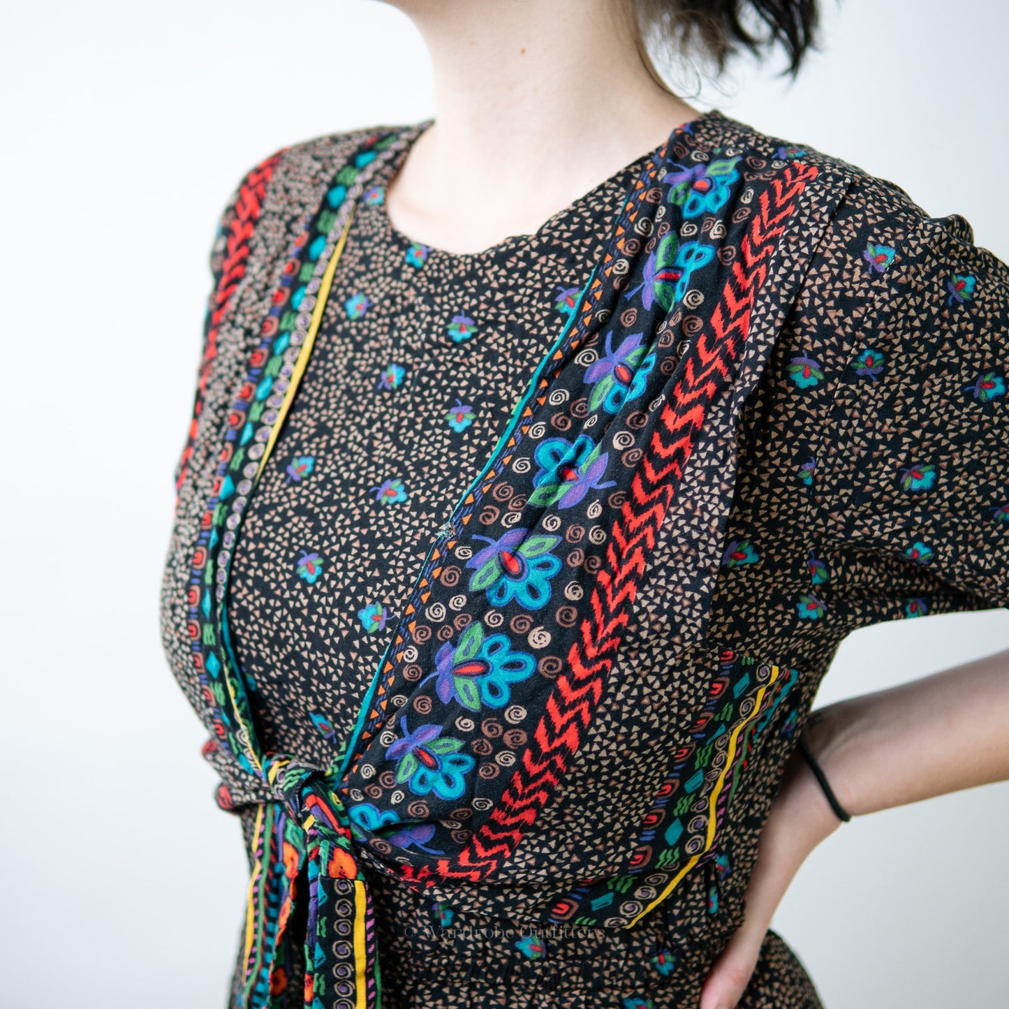 Vintage 90s Boho Cottagecore Romper Dress - M
