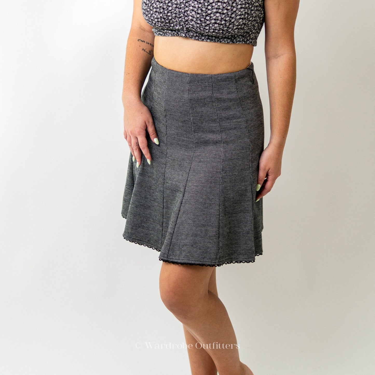 LBK Grey Midi Pleated Swing A-Skirt