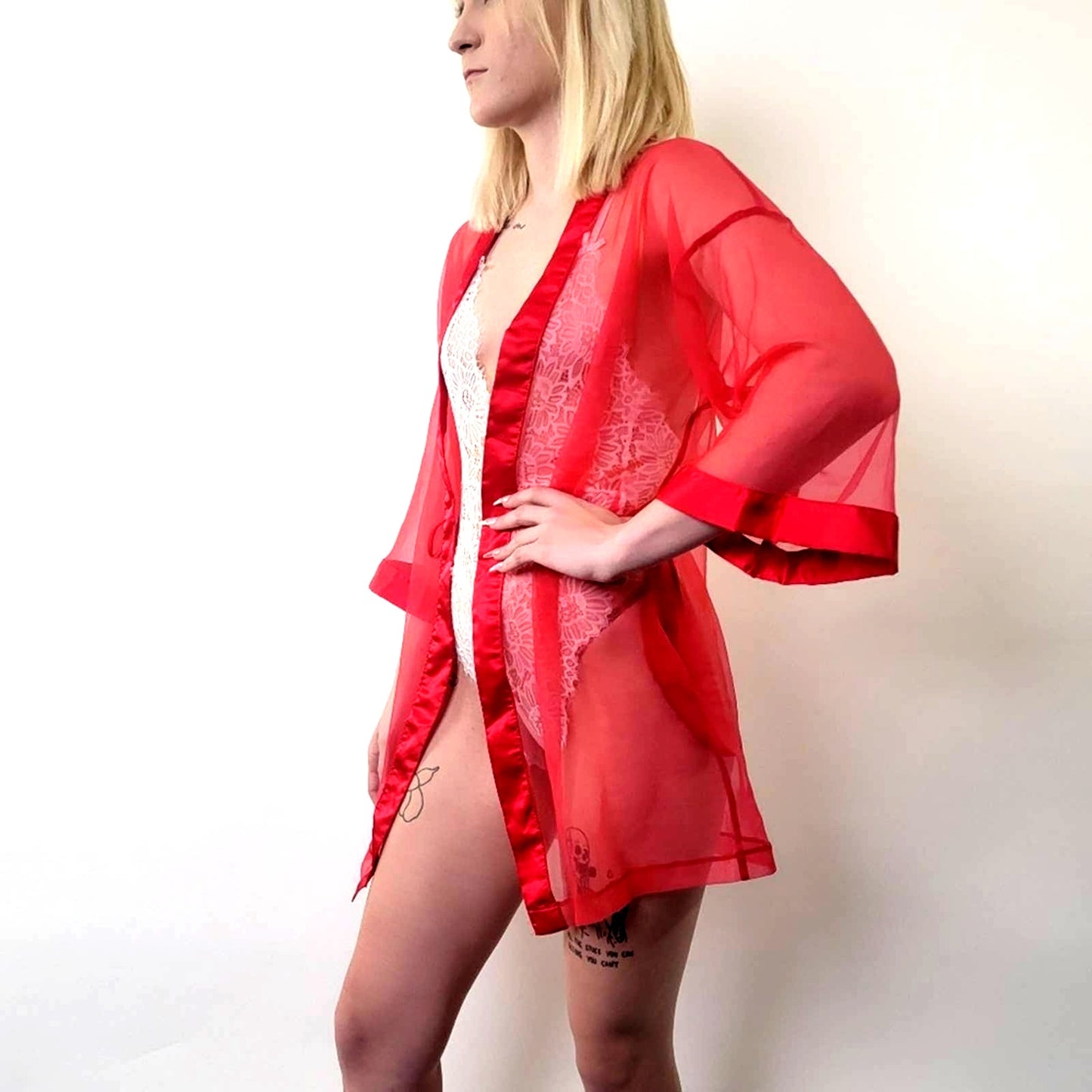Vintage 60’s Chiffon Sheer Boudoir Pin Up Cover Nightie