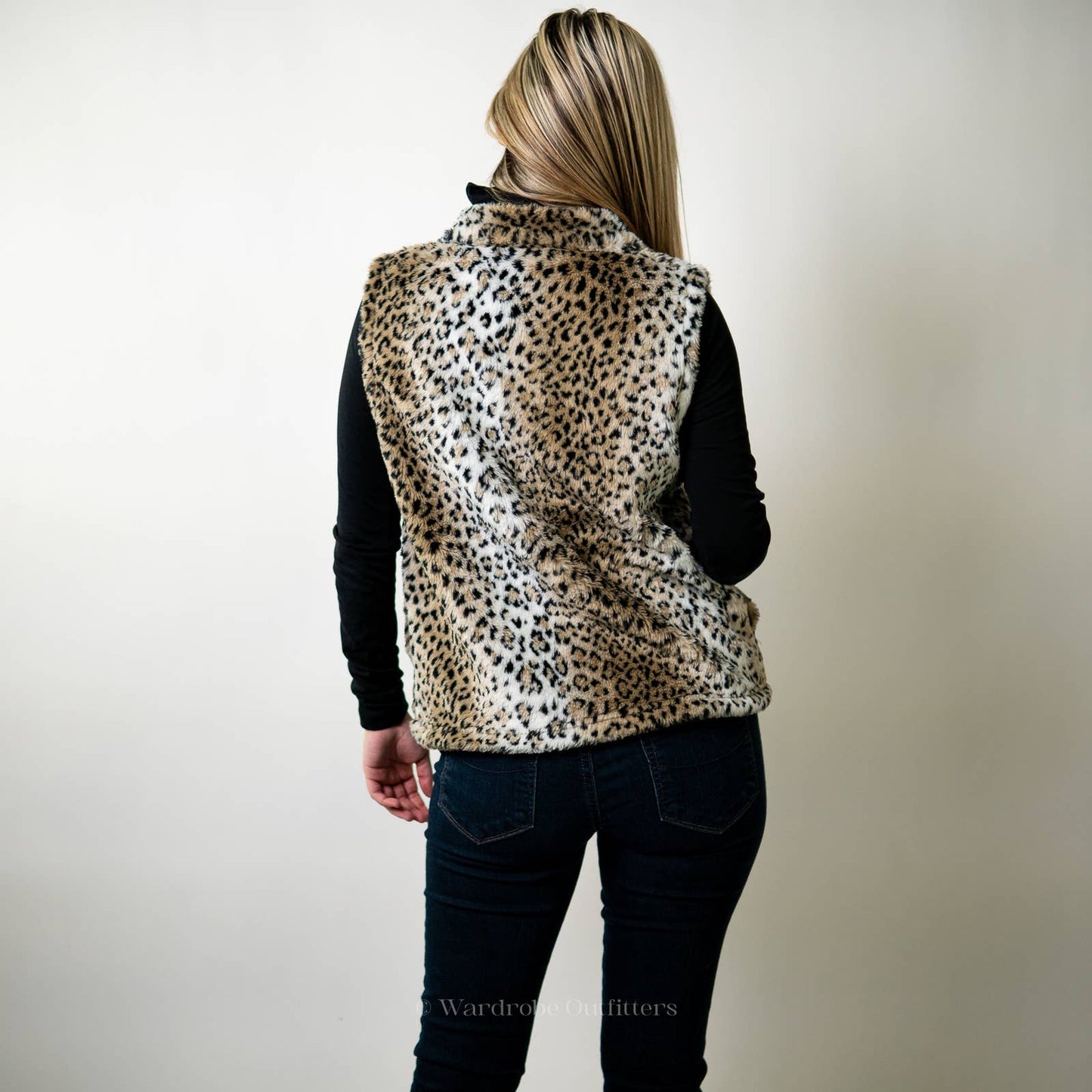 Vintage 1990s Leopard Animal Print Cobblestone Canyon Cheetah Faux Fur Vest - S