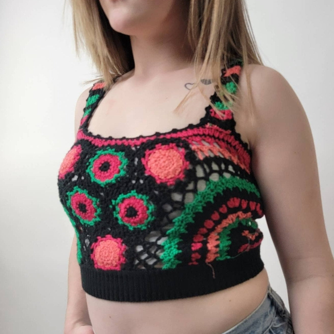 Handmade Crochet Knit Crop Top - S/M