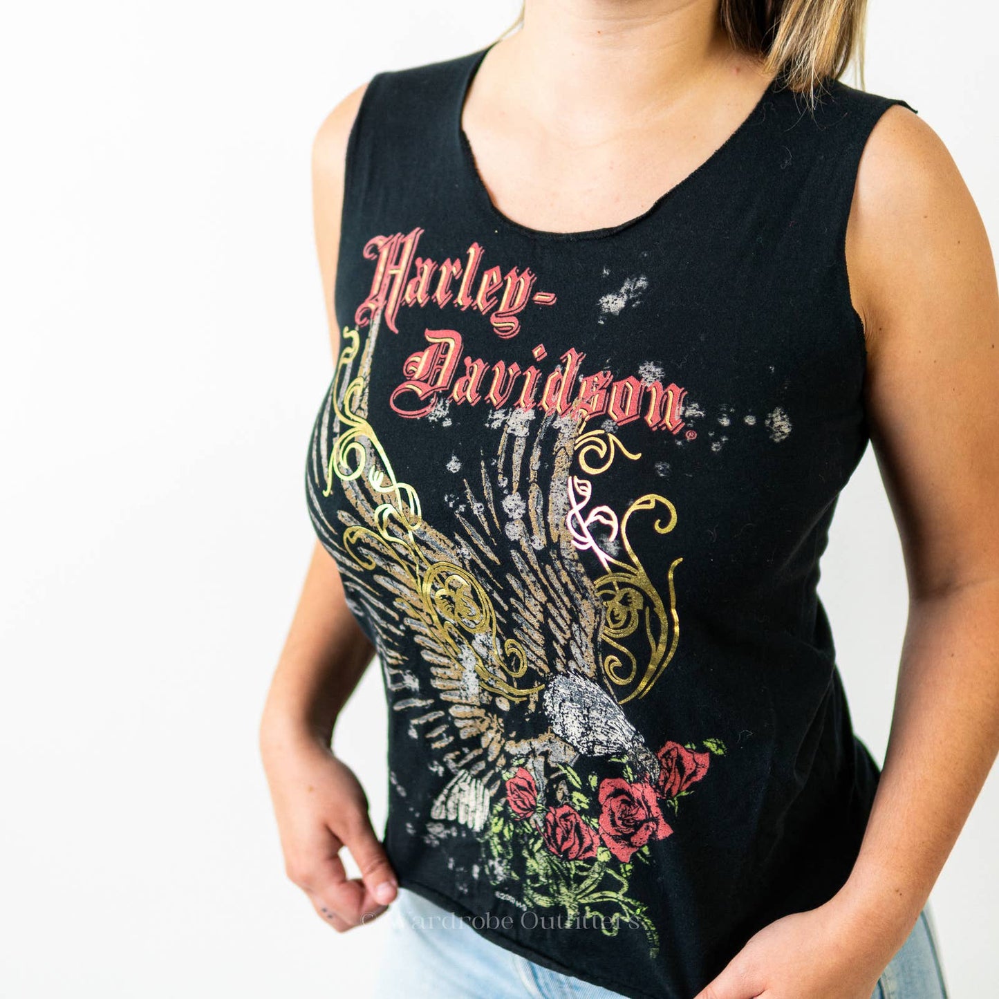 Vintage Y2K 2000s Harley Davidson Biker Motorcycle Cutoff Tee