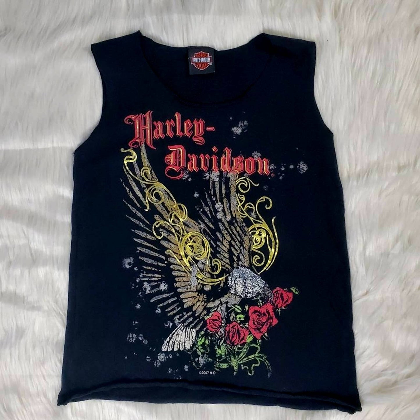 Vintage 90s Harley Davidson Biker Motorcycle Cutoff