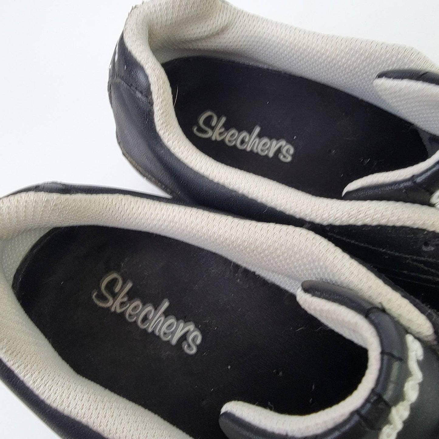 Vintage 2010 Skechers Black White Athletic Leather Running Tennis Shoes - 10=