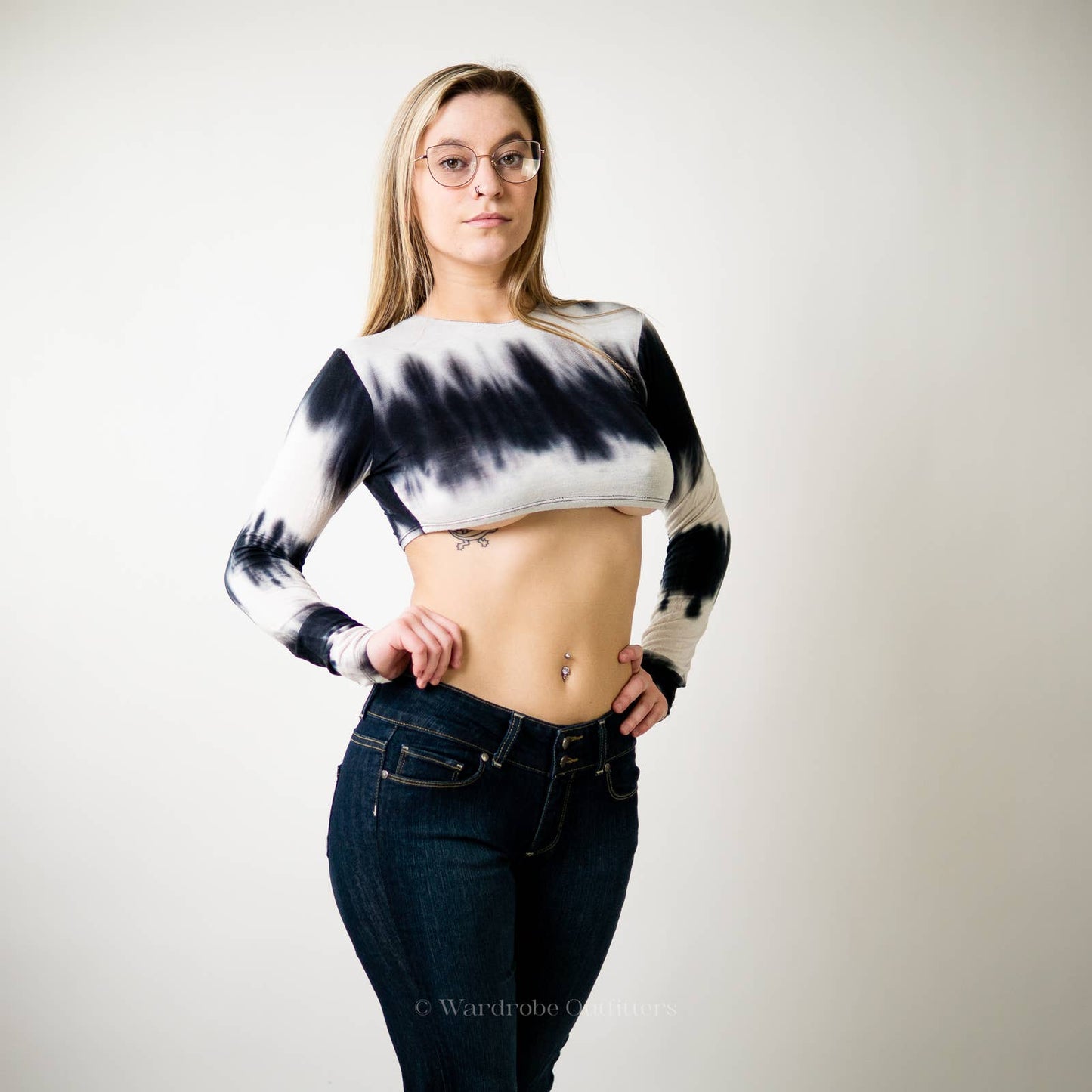 Emory Park Long Sleeve Tie Dye Crop Top Tee - S