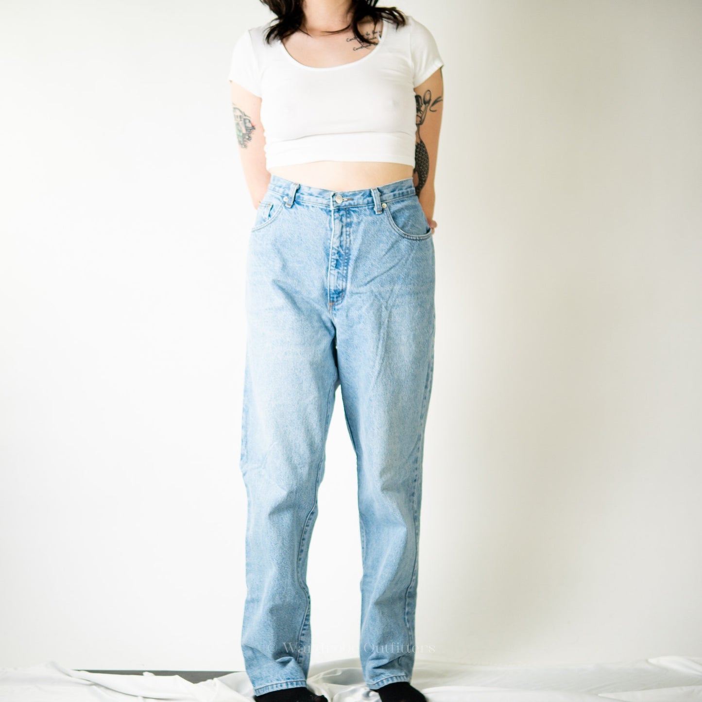 Vintage 90s Guess Jeans High Rise Faded Distressed Straight Leg Jeans