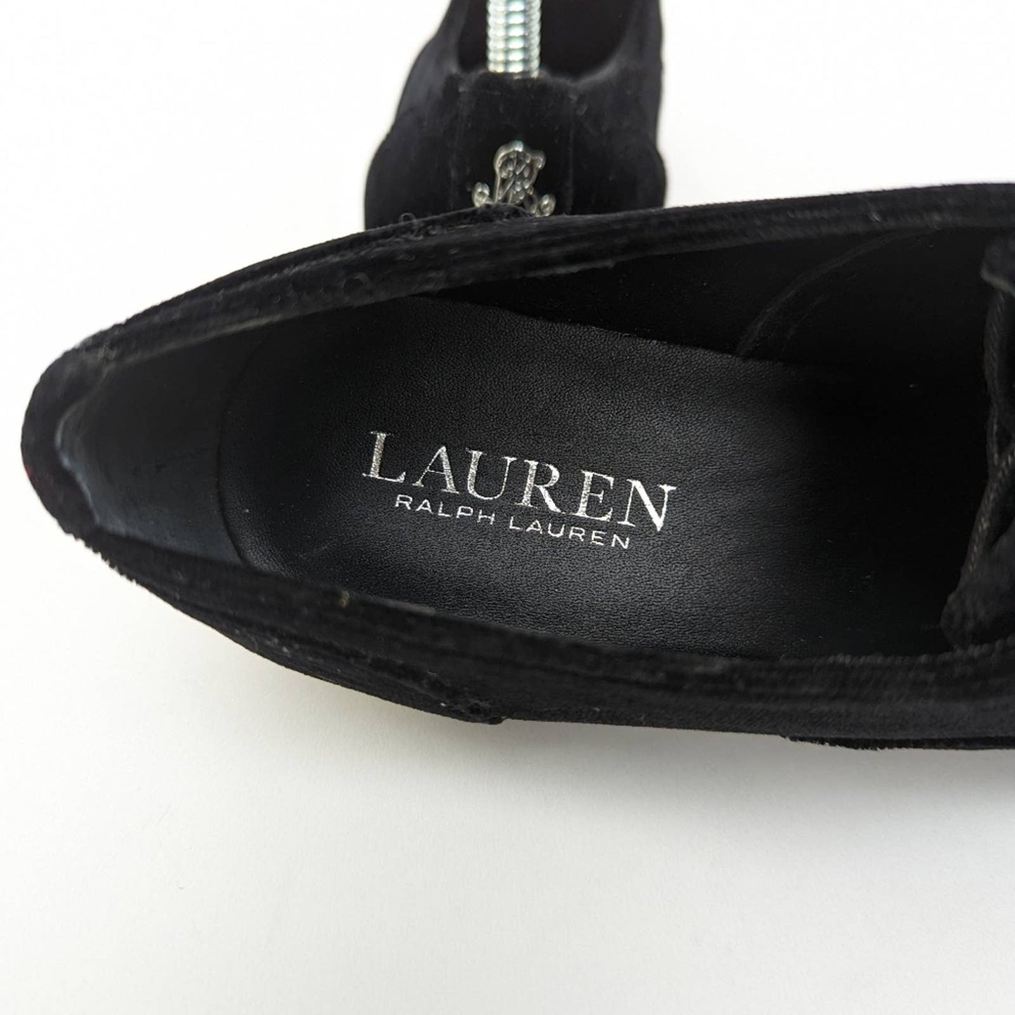 NWOT Ralph Lauren Maryna Black Suede Derby Oxford Flats - 6