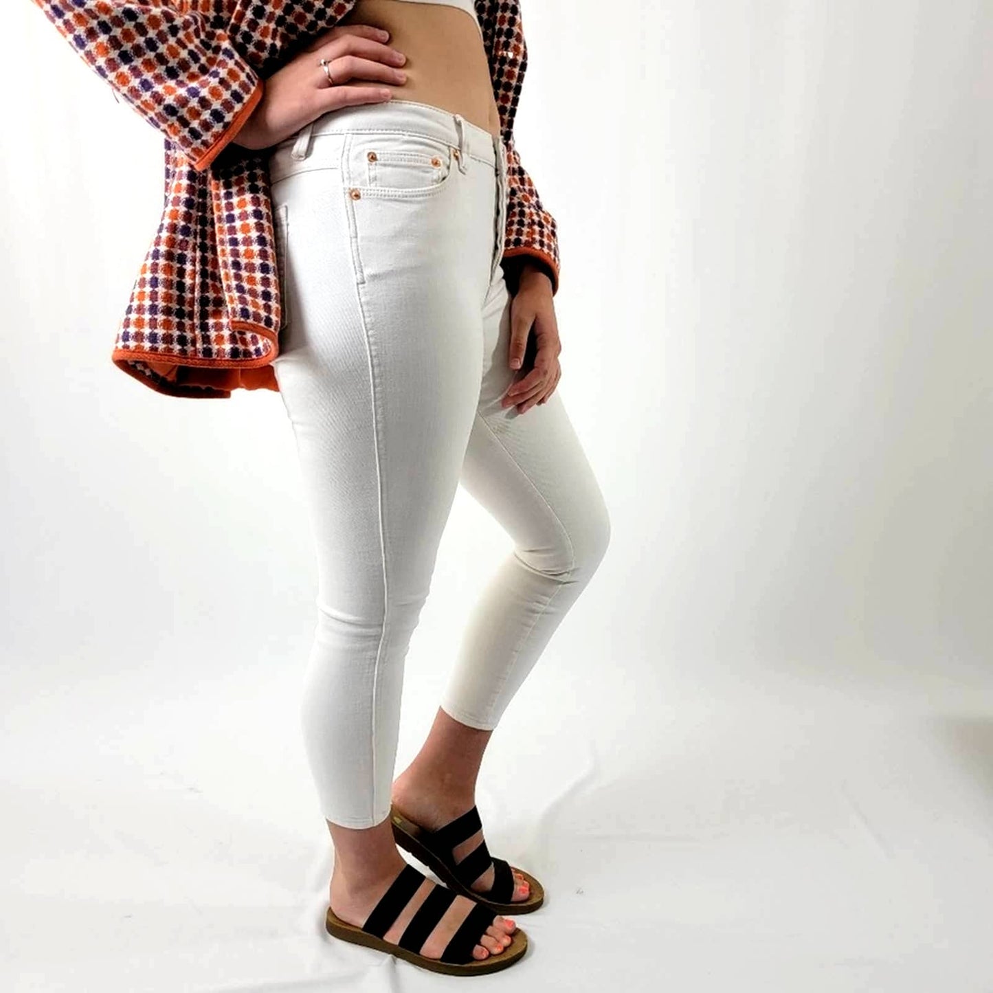 NWOT Free People High Rise Cropped Capri Skinny Jeans - 28