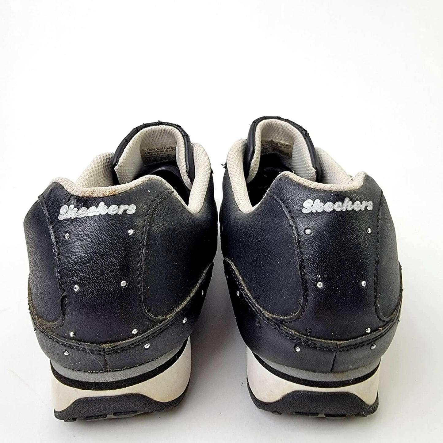 Vintage 2010 Skechers Black White Athletic Leather Running Tennis Shoes - 10=