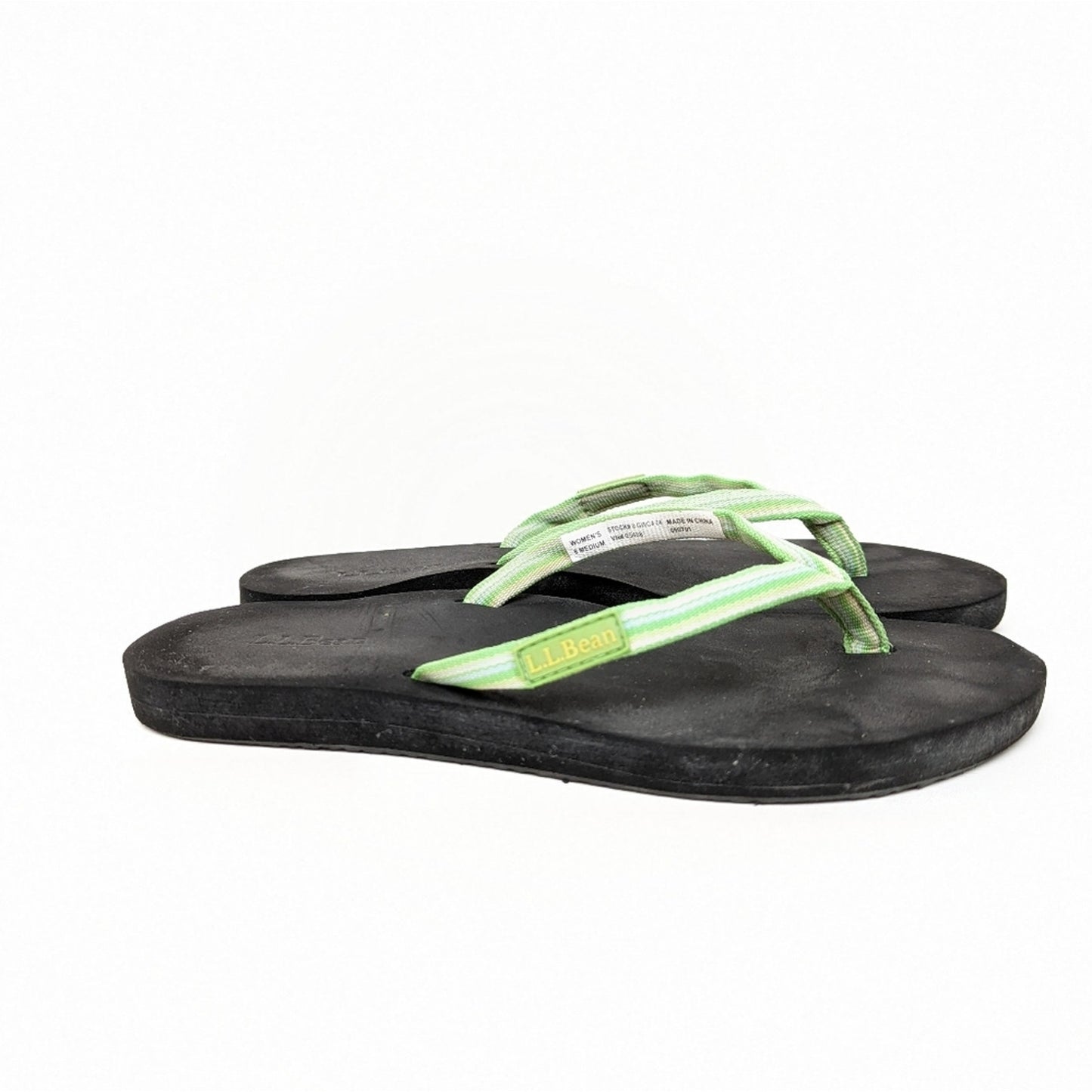 L.L. Bean Neon Green Flip Flop Sandals - 6