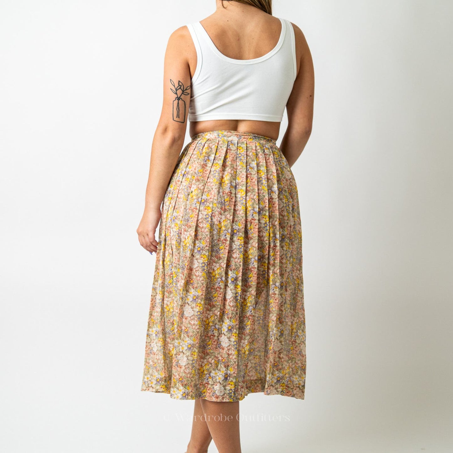 Vintage 90s Floral Maxi Pleated Summer Skirt