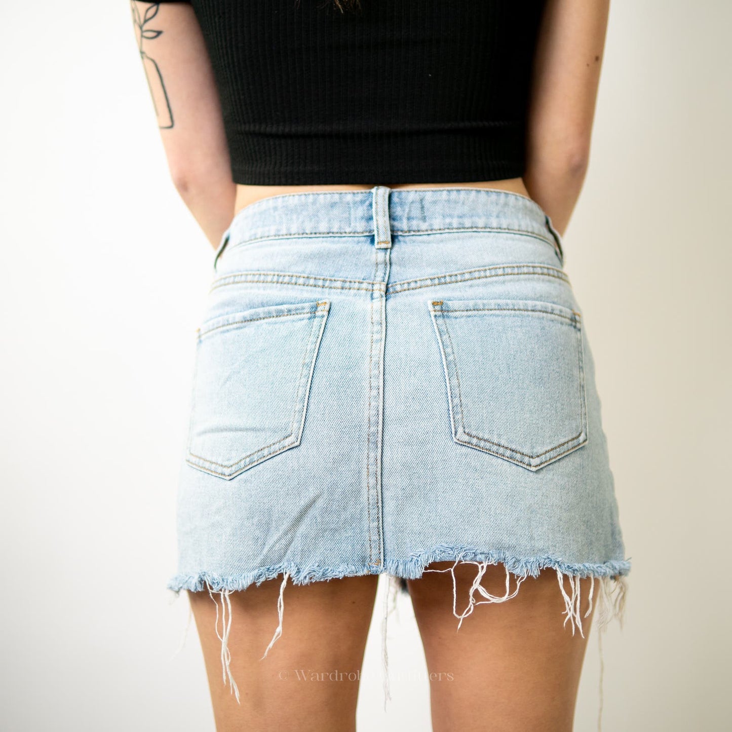 PacSun Distressed Raw Hem Denim A-Line Mini Skirt