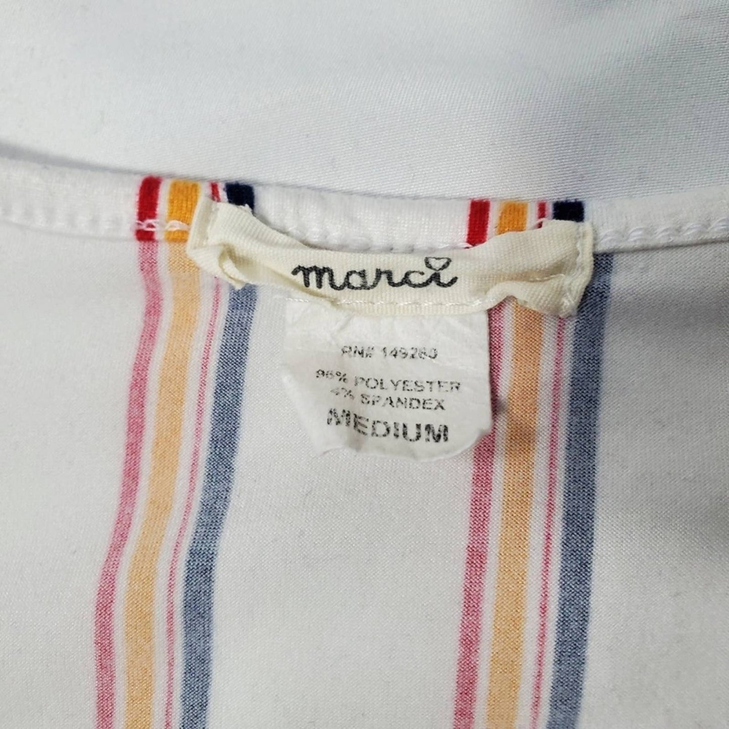 marci Rainbow Striped Cinched Stretchy Tee Top Blouse - M