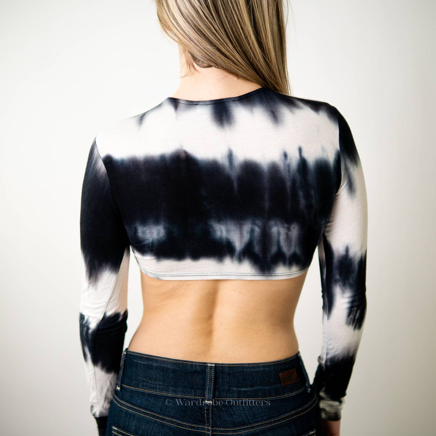 Emory Park Long Sleeve Tie Dye Crop Top Tee - S