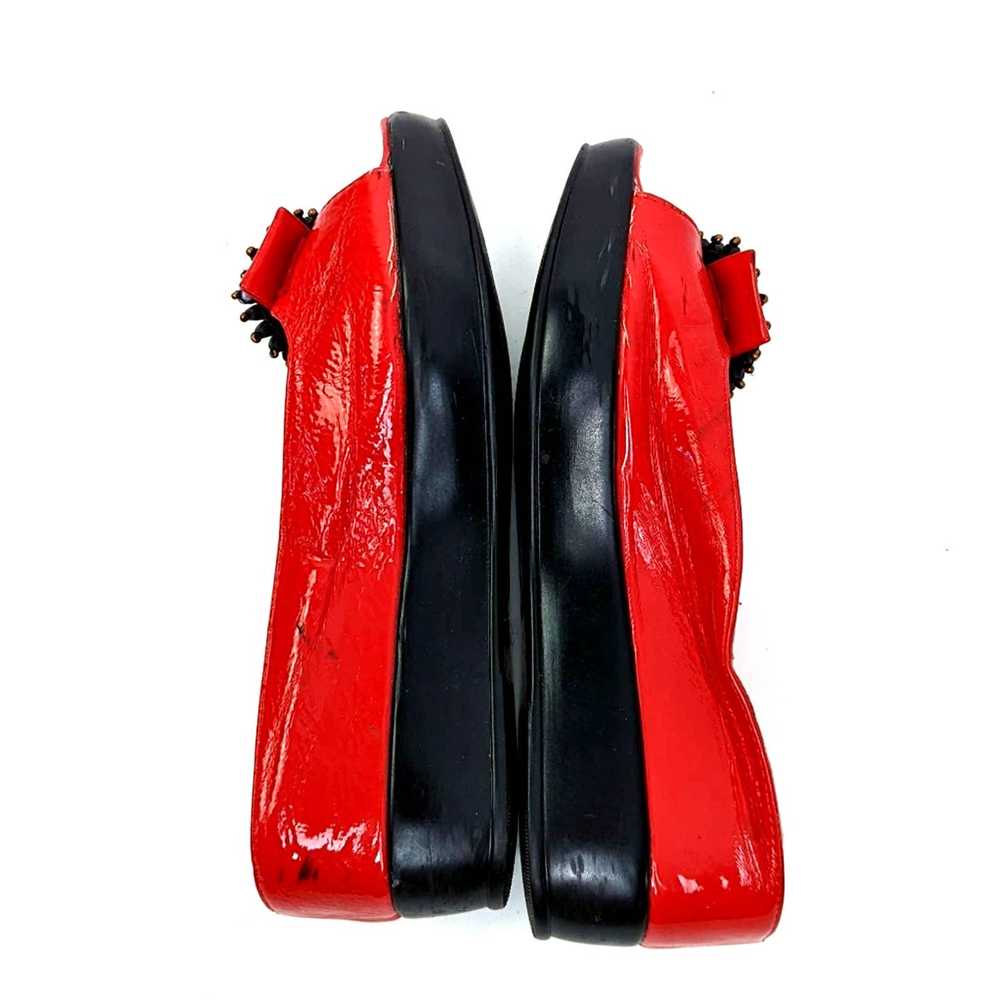 Helen's Heart Red Medallion Hidden Platform Wedge Slides - 9