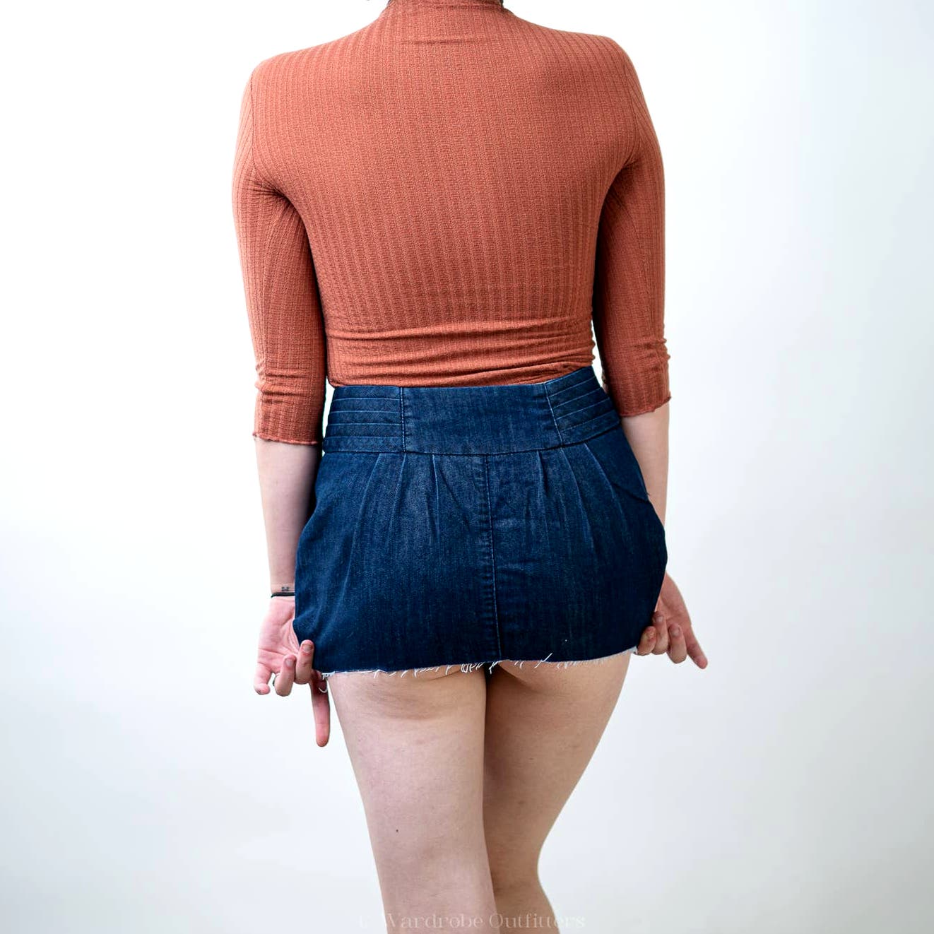 Anthro Pilcro and the Letterpress Raw Hem Denim Micro Mini Skirt