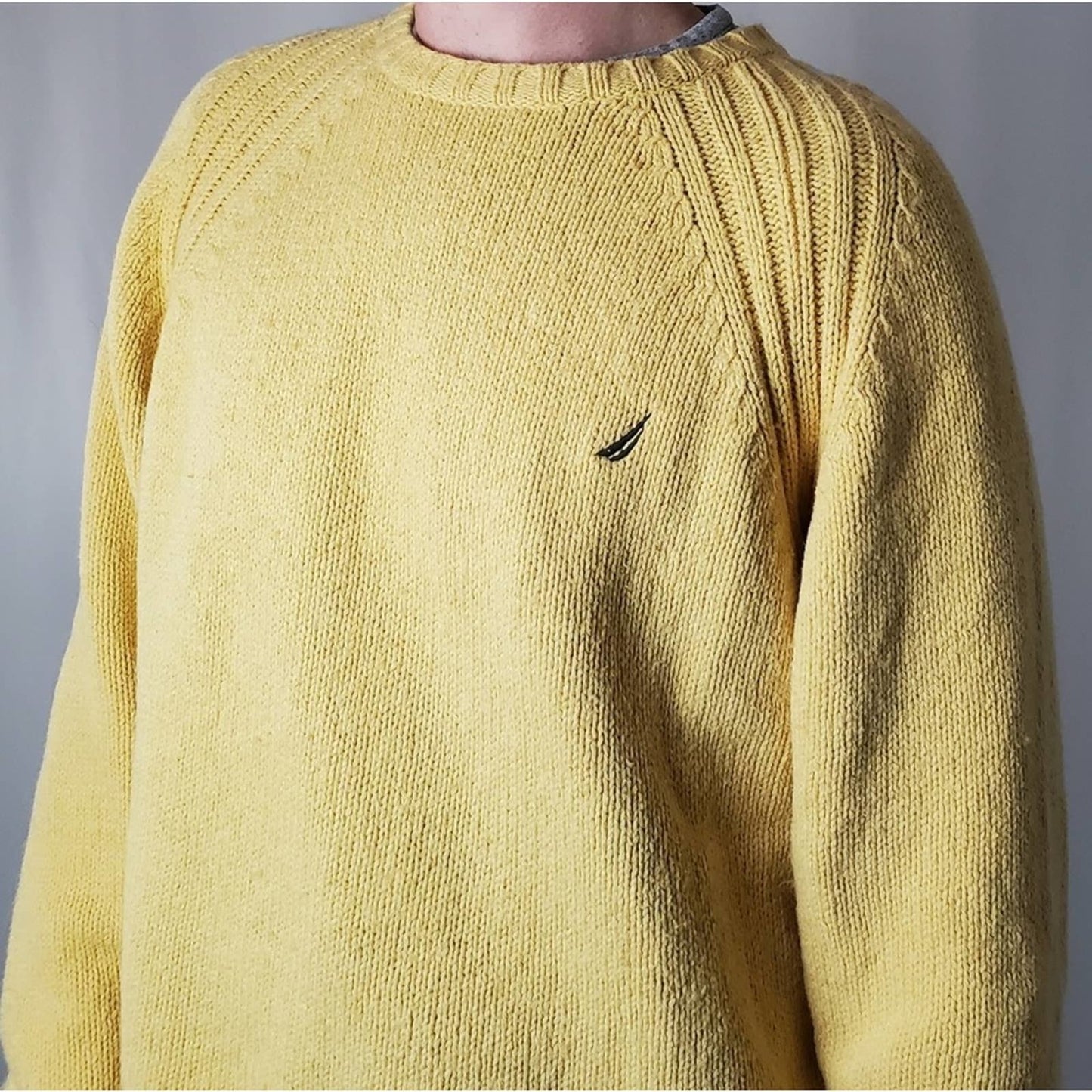 Y2K Nautica Gold Yellow Oversized Knit Sweater Sweatshirt