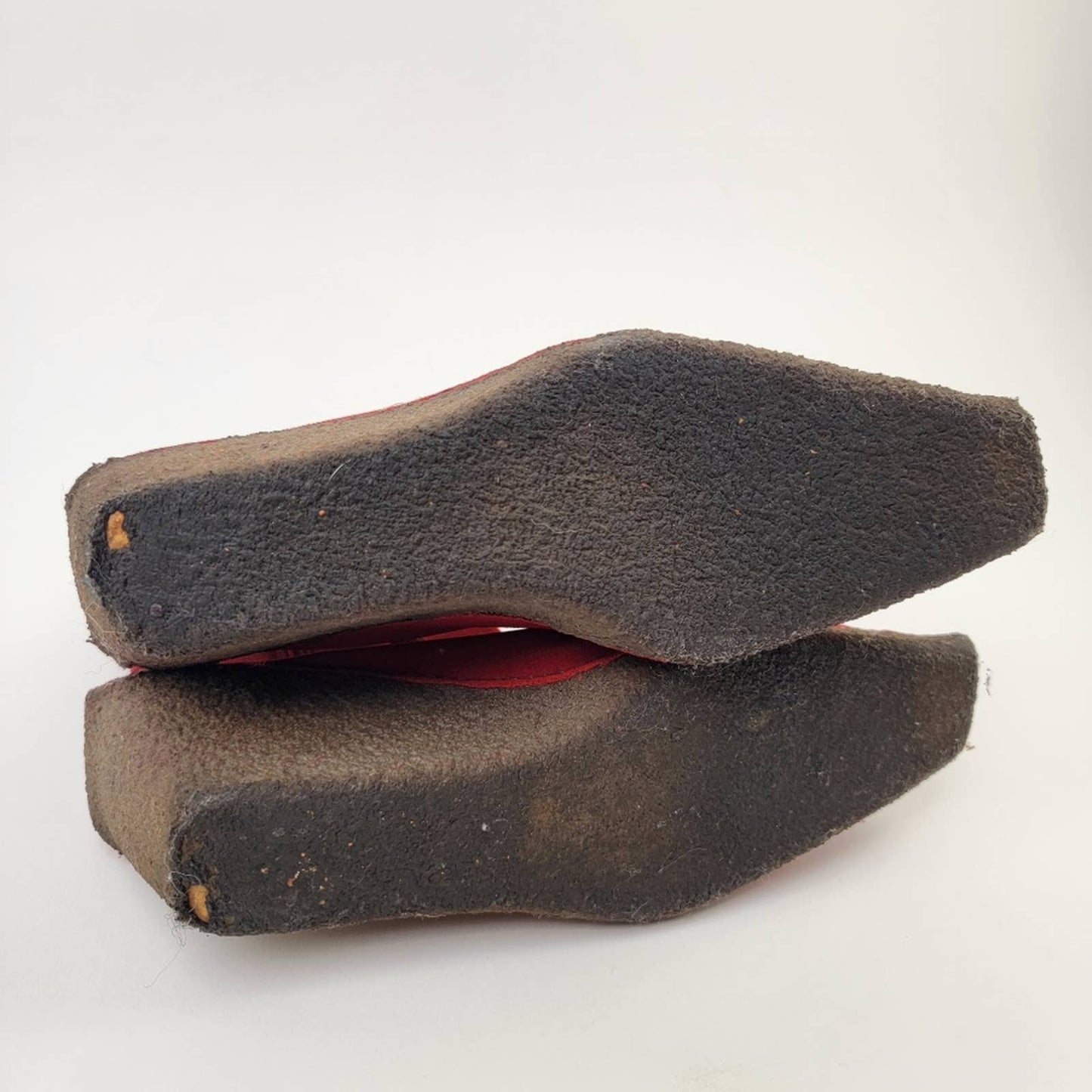 BRONX Red Suede Leather Slip On Snipped Toe Chelsea Wedge Boots - 9
