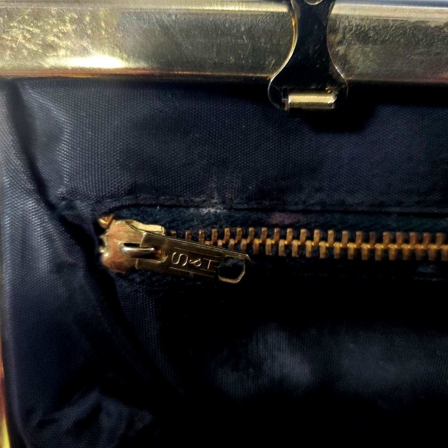 Vintage 1950's Black Handbag Purse Tote Clutch