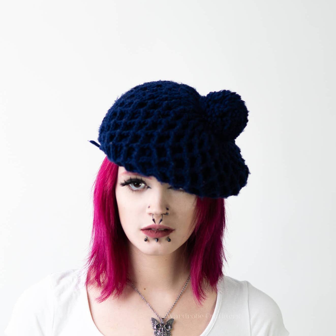 Vintage 50s Fuzzy Wool Plaid Pom Beret Tam