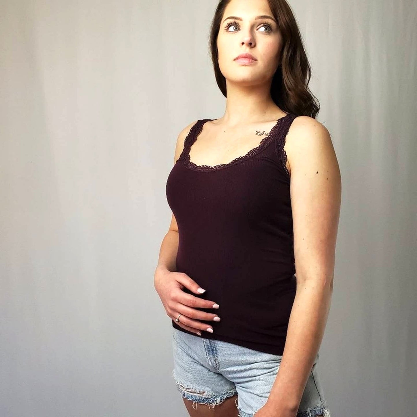 Loft Maroon Ribbed Tank Top - XS