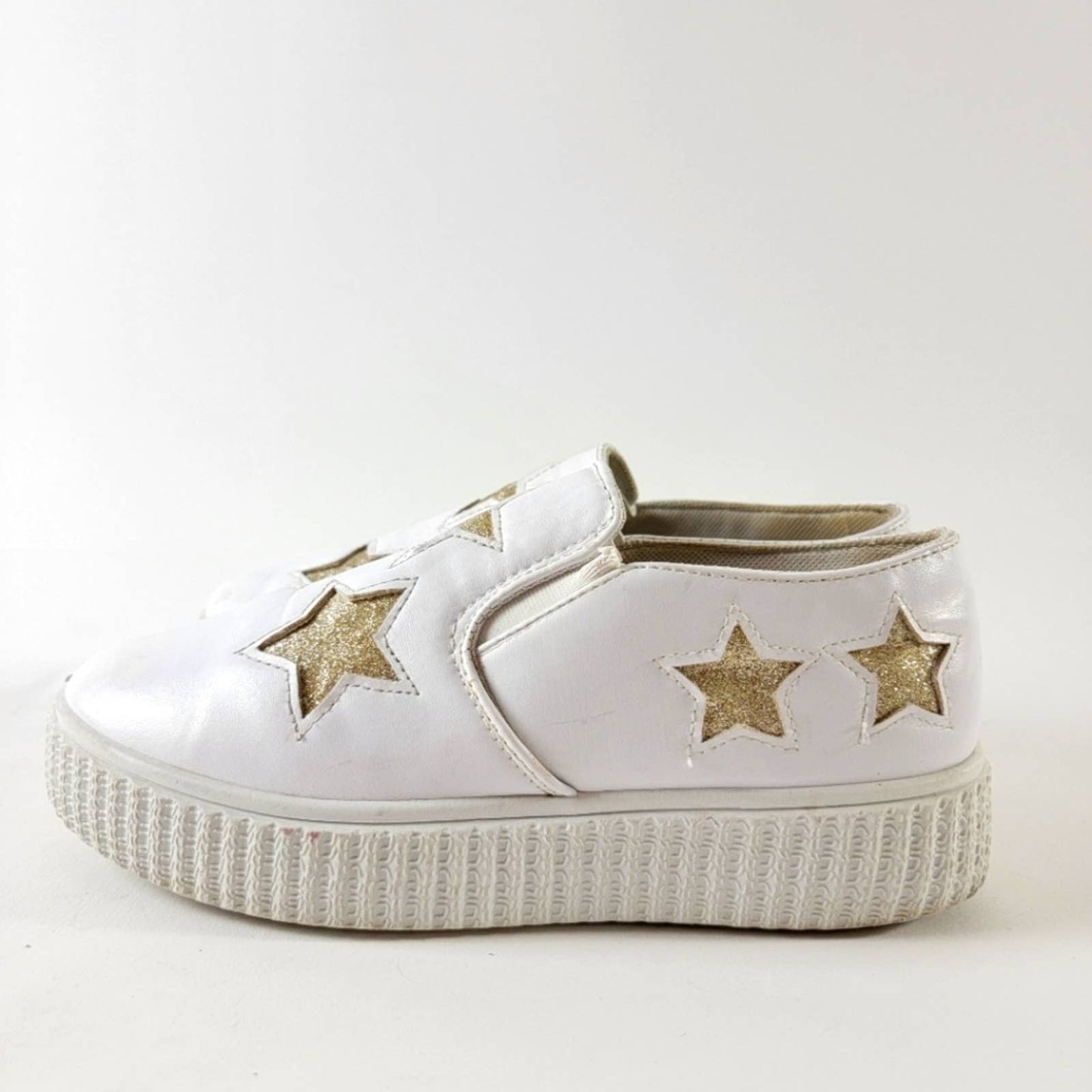 Chunky White Leather Platform Sneakers - 7