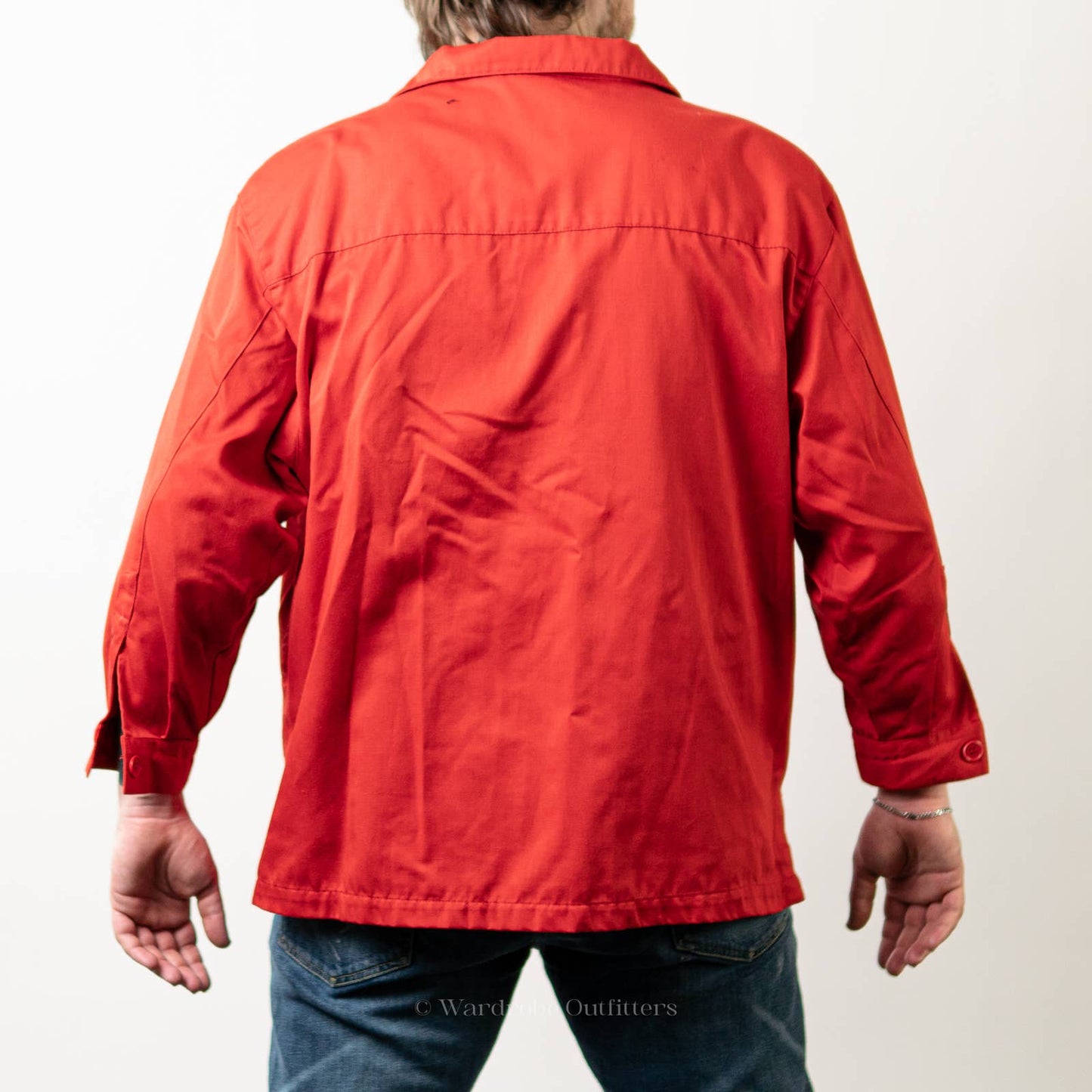 Red Artists Shirt Apron Button Up Blouse