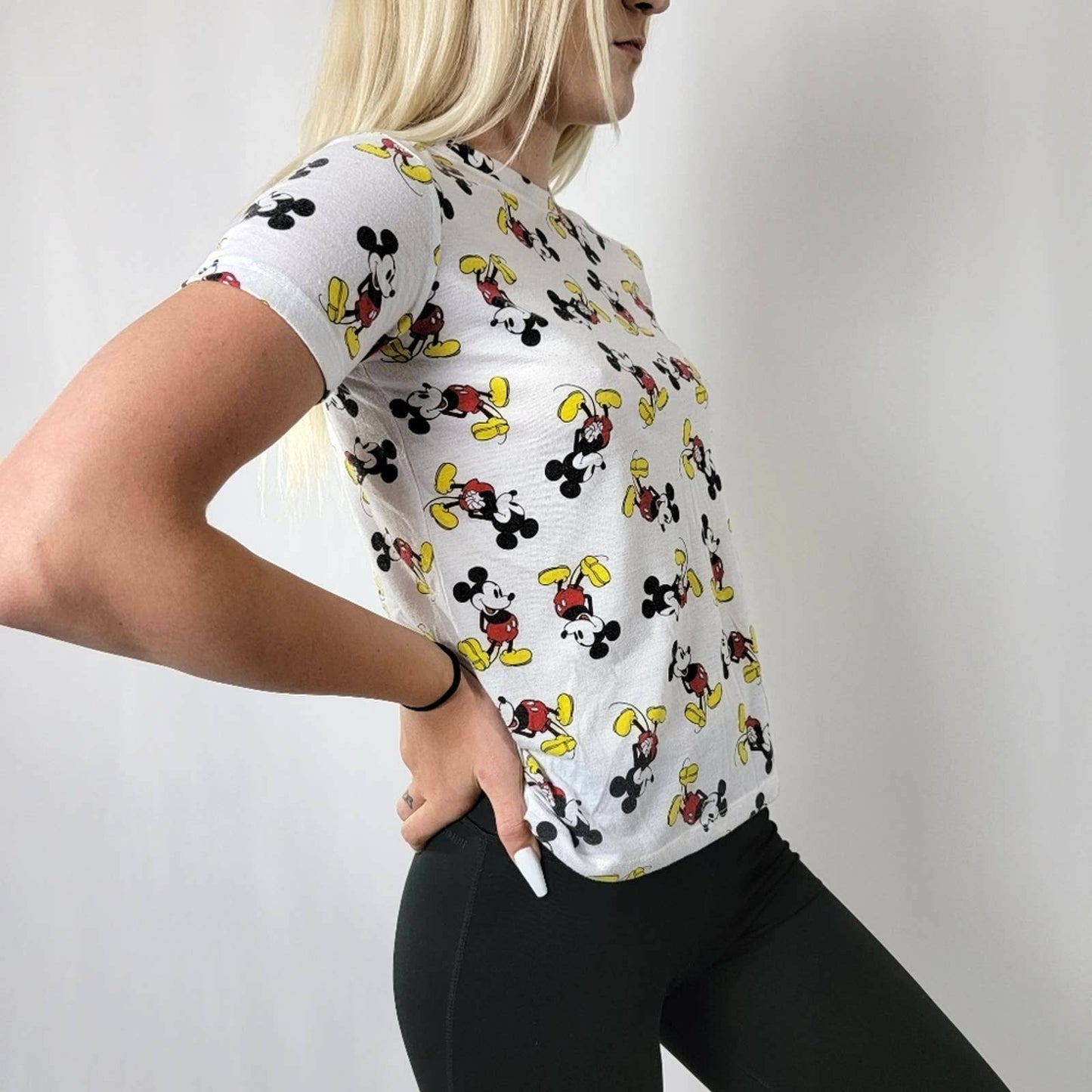 Mickey Mouse All Over Print Crew Neck Tee - S
