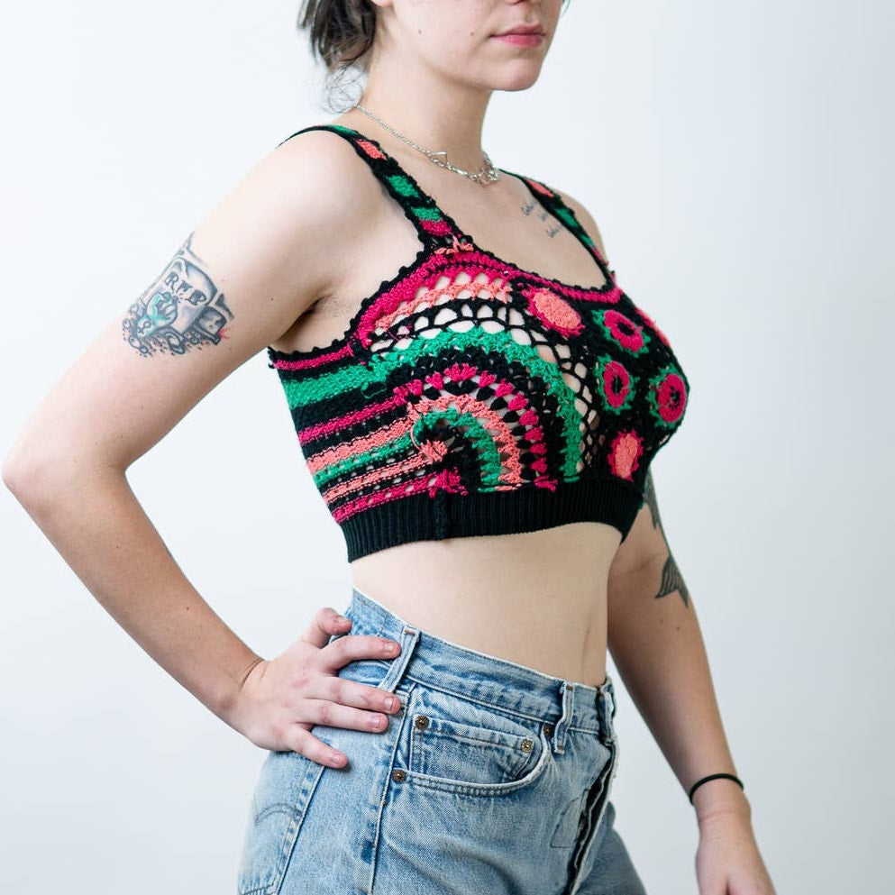 Handmade Crochet Knit Crop Top - S/M