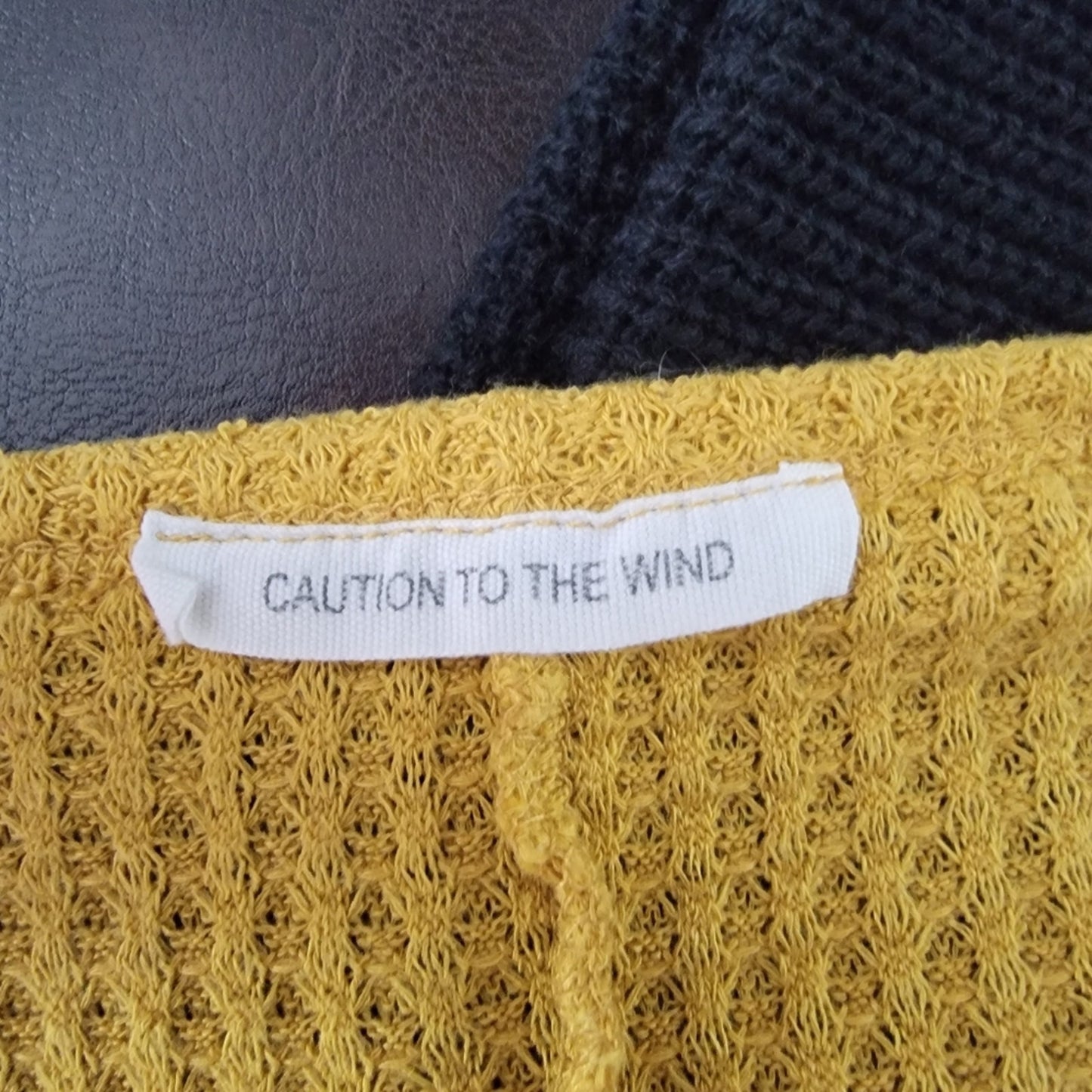 Cropped Waffle Weave Mustard Yellow Flannel Shirt - M