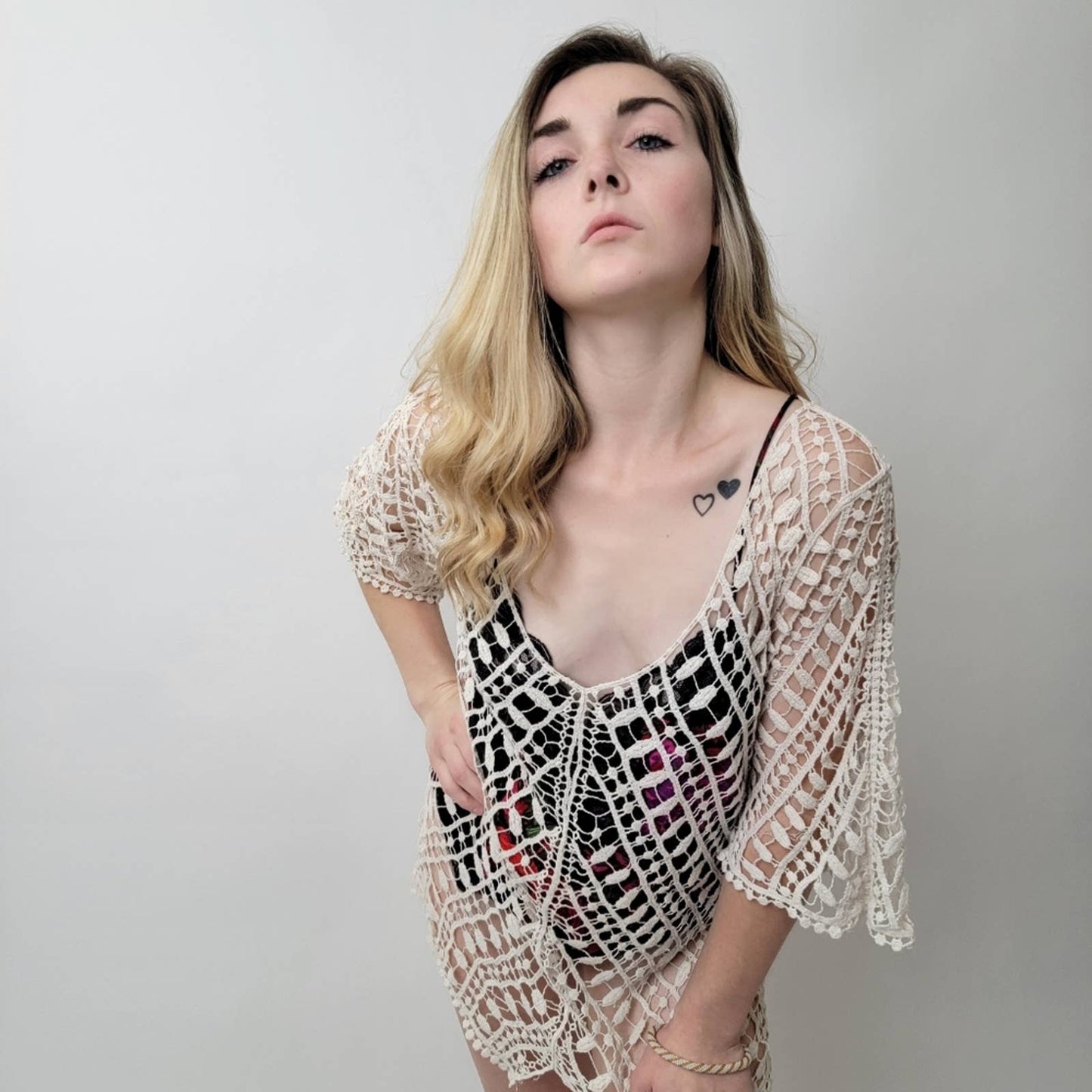 Nabee Sheer Lace Beach Coverup / Shaw