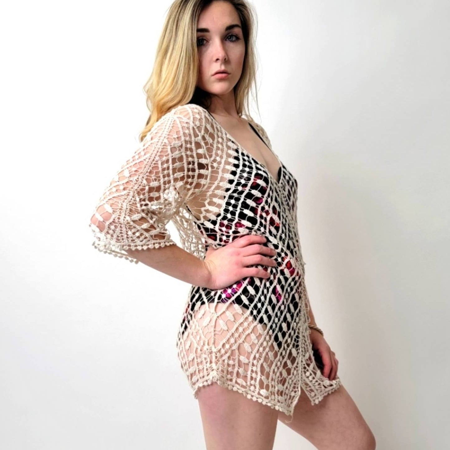 Nabee Sheer Lace Beach Coverup / Shaw
