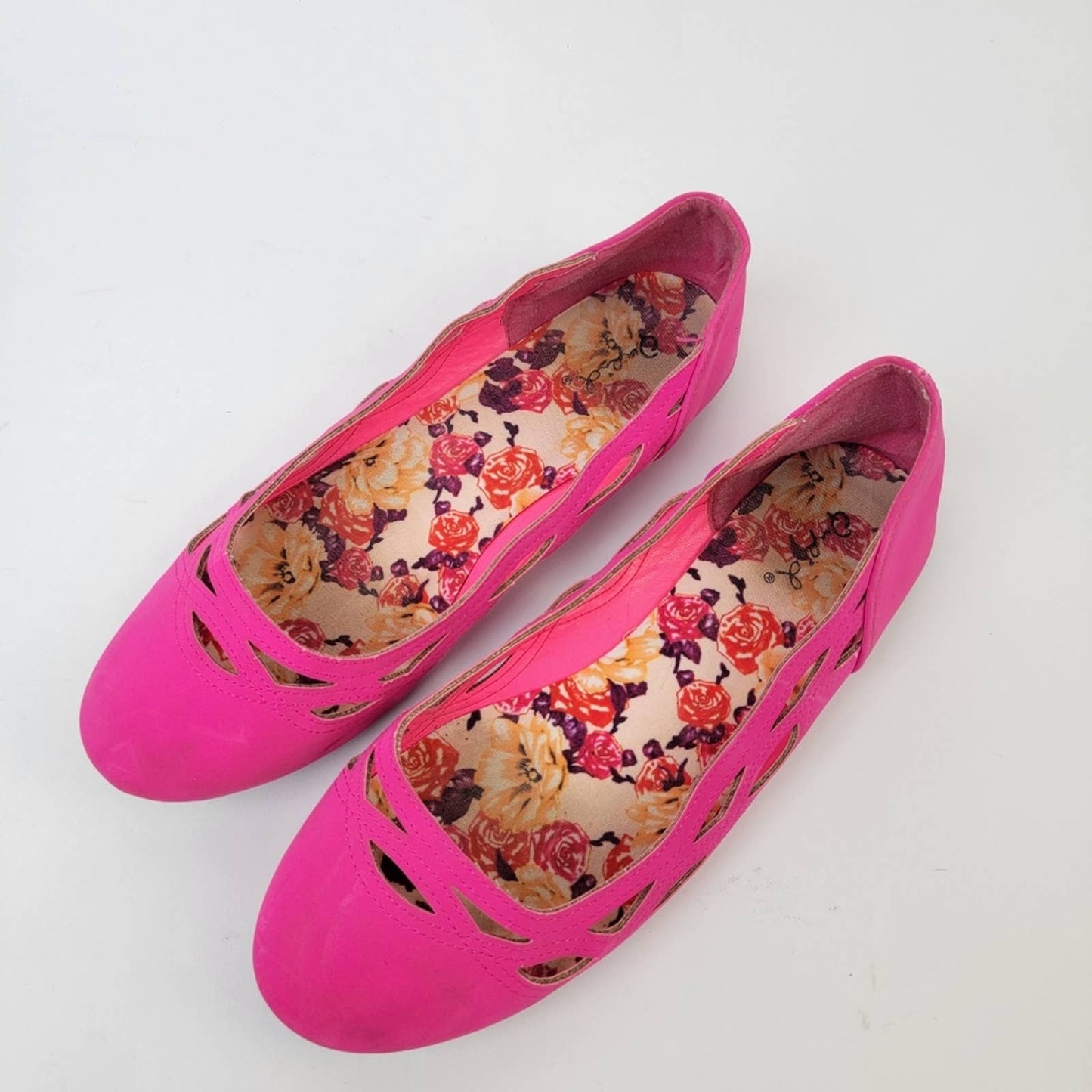 Hot Neon Pink Laser Cute Ballet Flats - 7