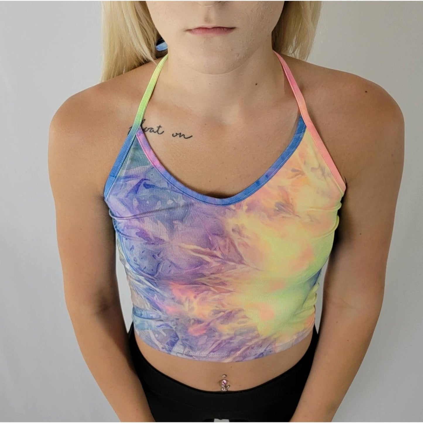 SHEIN Rainbow Tie Dye Cropped Cami Tank Top