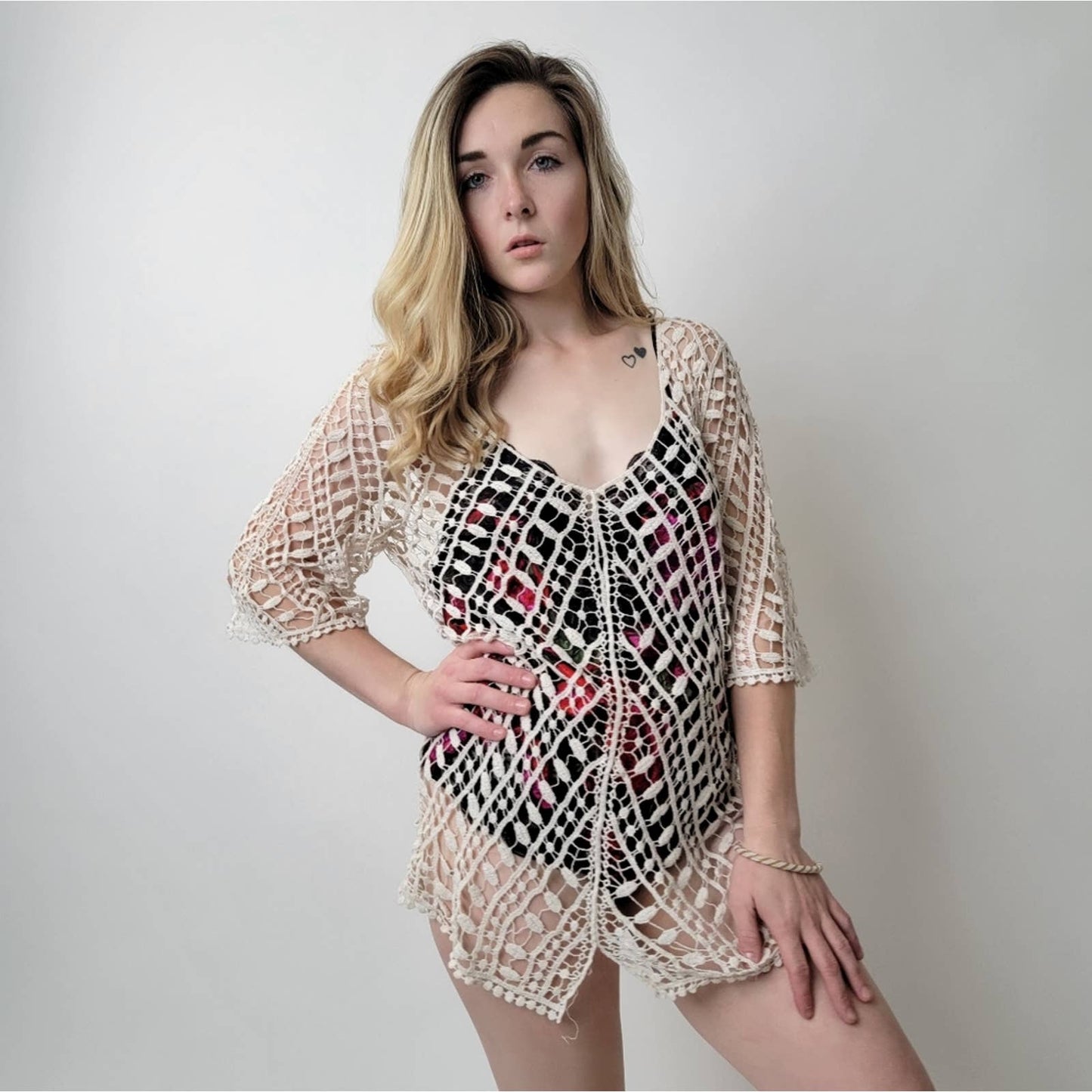 Nabee Sheer Lace Beach Coverup / Shaw