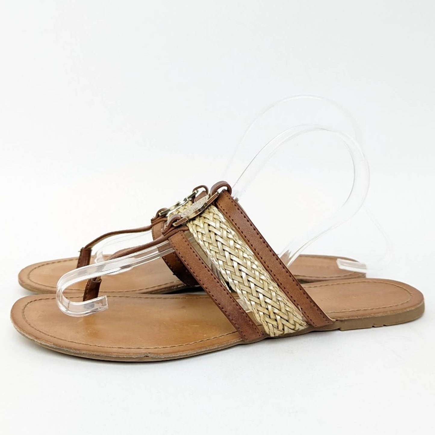 Tommy Hilfiger Gold And Brown Thong Sandals - 7.5
