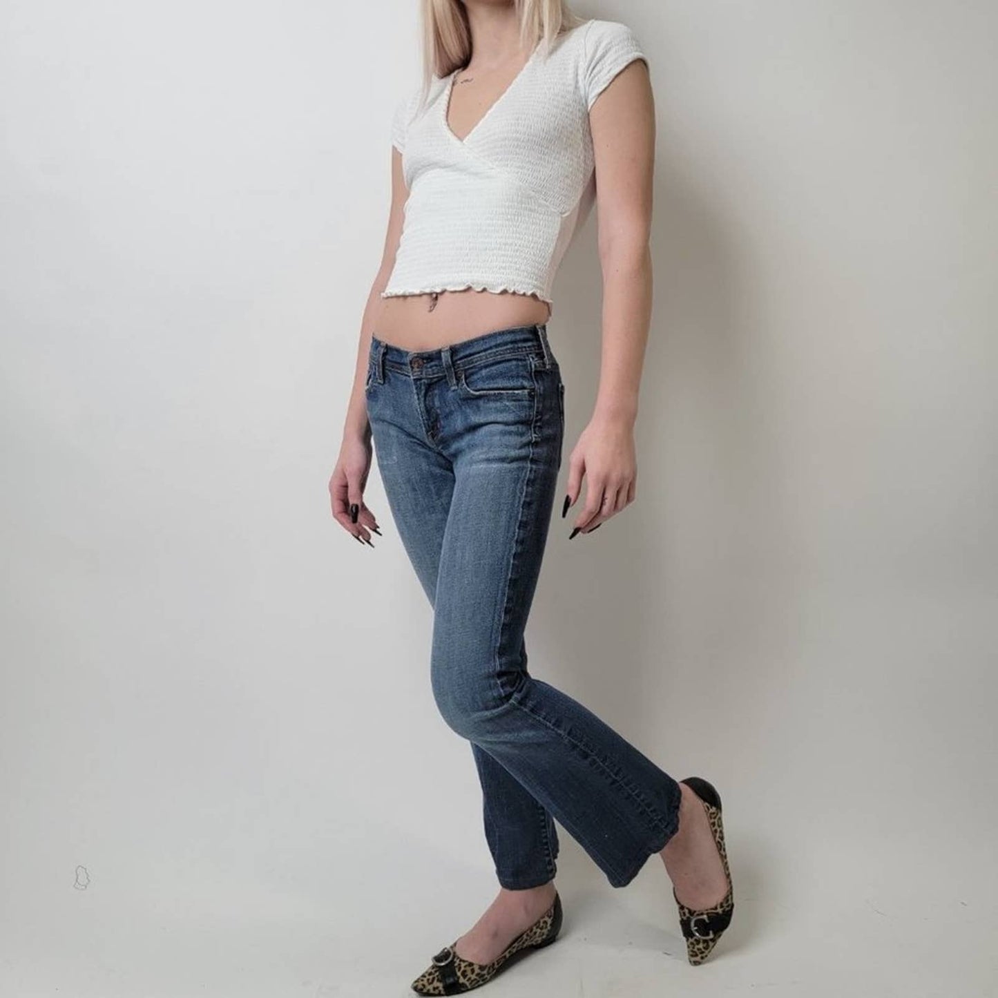 Paper Crane Shirred White Wrap Top - XS