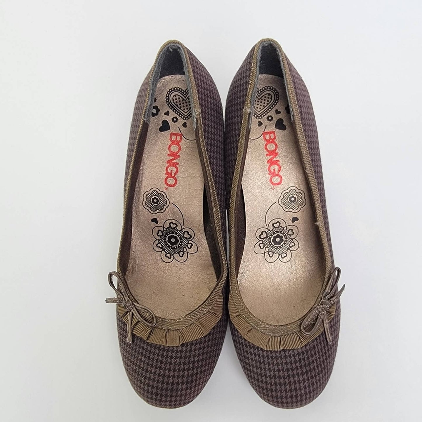 BONGO Bow Gingham Plaid Kitten Pump Heels - 7